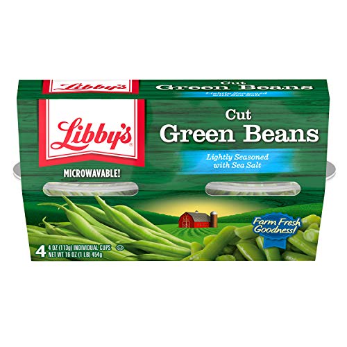 Libby's Cut Green Beans - 24 Pack of 4.0 oz Cups | USDA Grown & Made in USA | Crisp-Tender, Naturally Sweet Green Beans | Convenient Vegetable Cups for Camping, Office Lunches & Emergency Food Storage