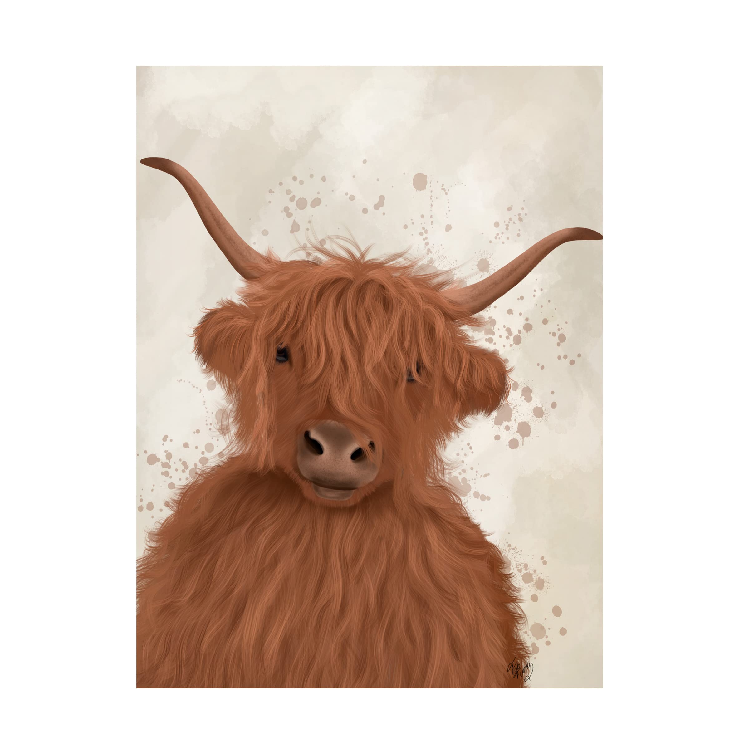Fab Funky Highland Cow 8 Portrait Canvas Wall Art - Premium Trademark Fine Art Print for Home & Office Decor - Perfect for Living Room, Bedroom, or Gift
