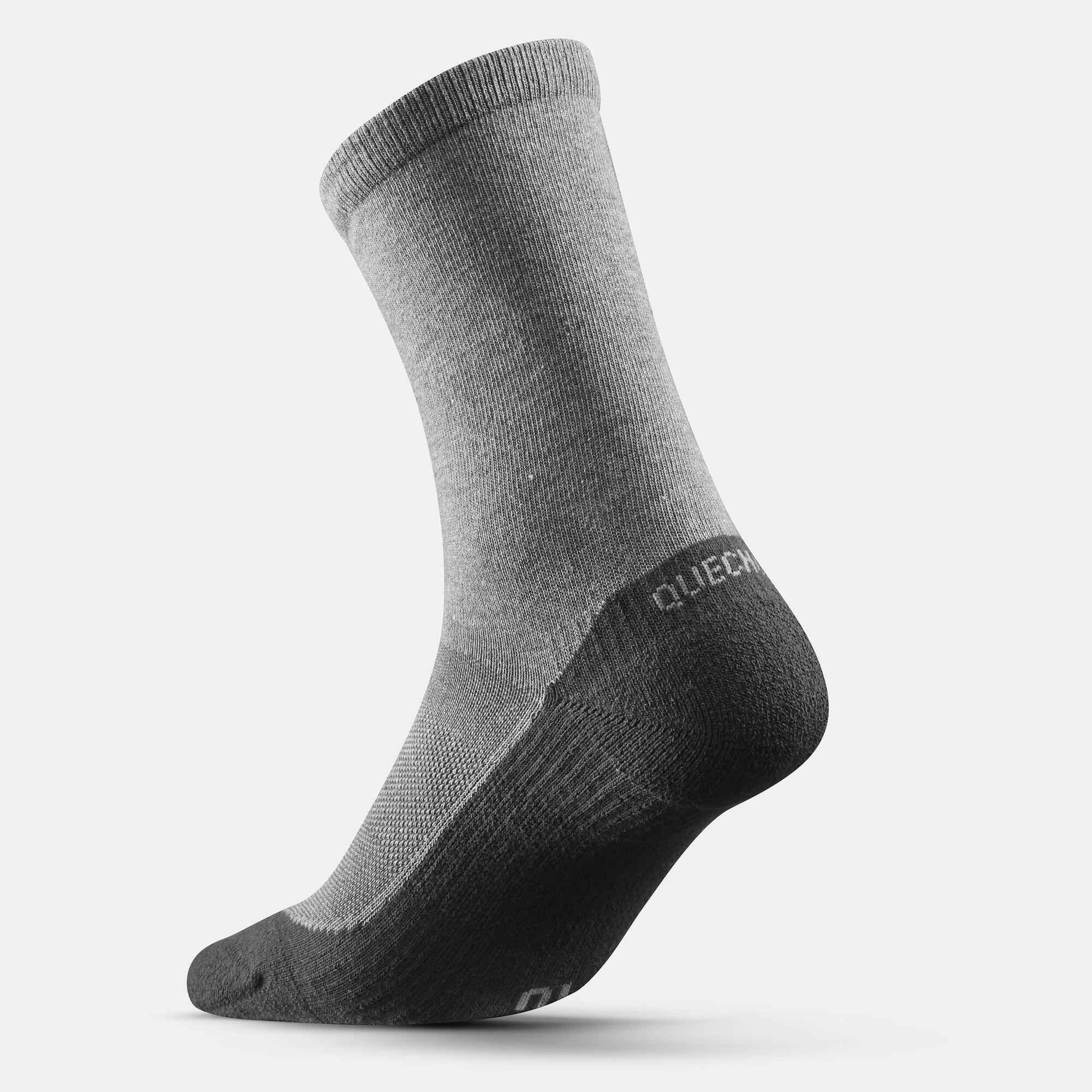 Quechua Hiking Socks 50 High - 2 Pairs Pack - Grey - Perfect for Outdoor Adventures & Trekking