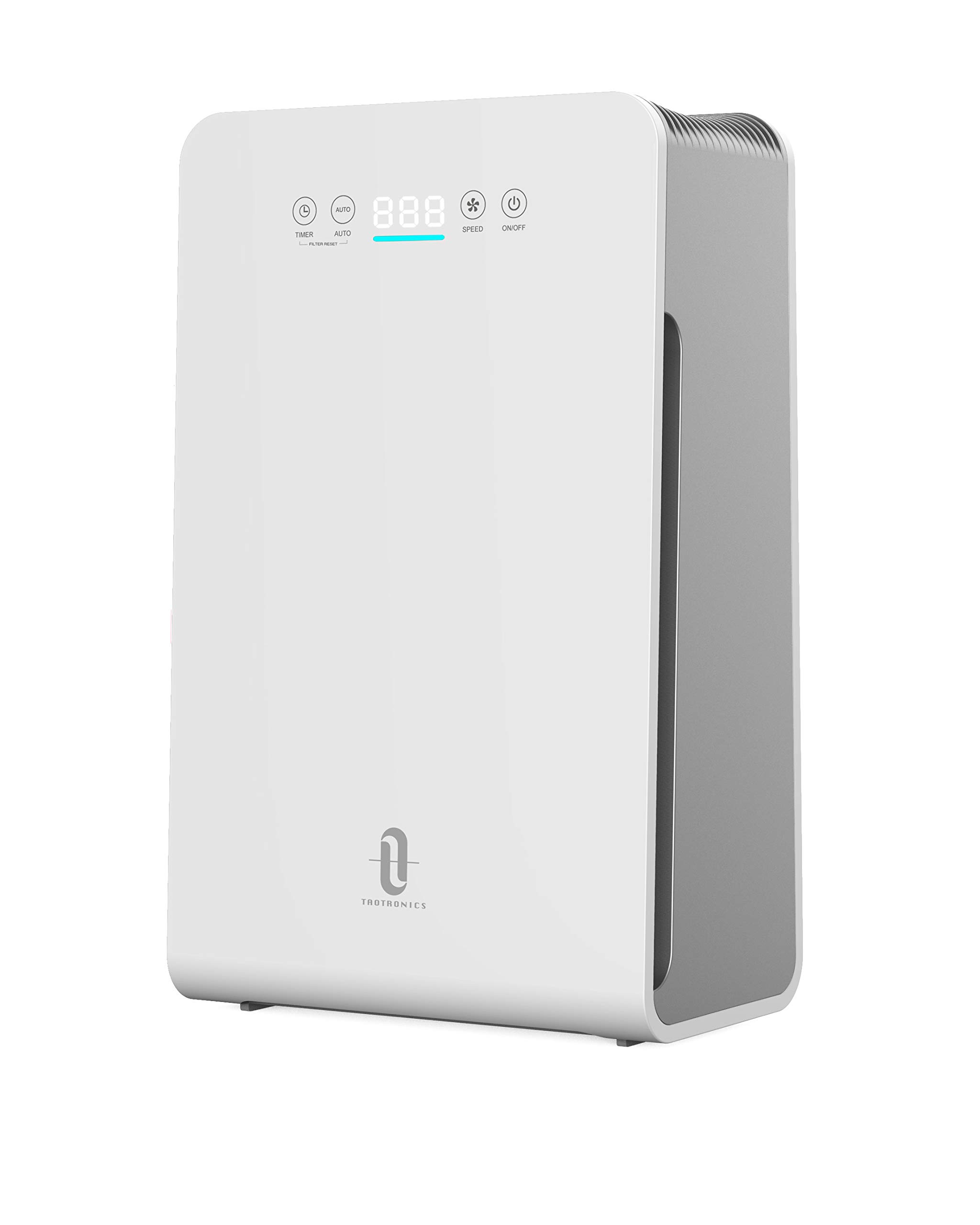 TaoTronics TT-AP007 H13 True HEPA Air Purifier for Home & Bedroom - Removes Pet Dander, Dust, Pollen & Mold Spores with Air Quality Monitor & Auto Mode | Perfect for Allergy Relief & Cleaner Indoor Air
