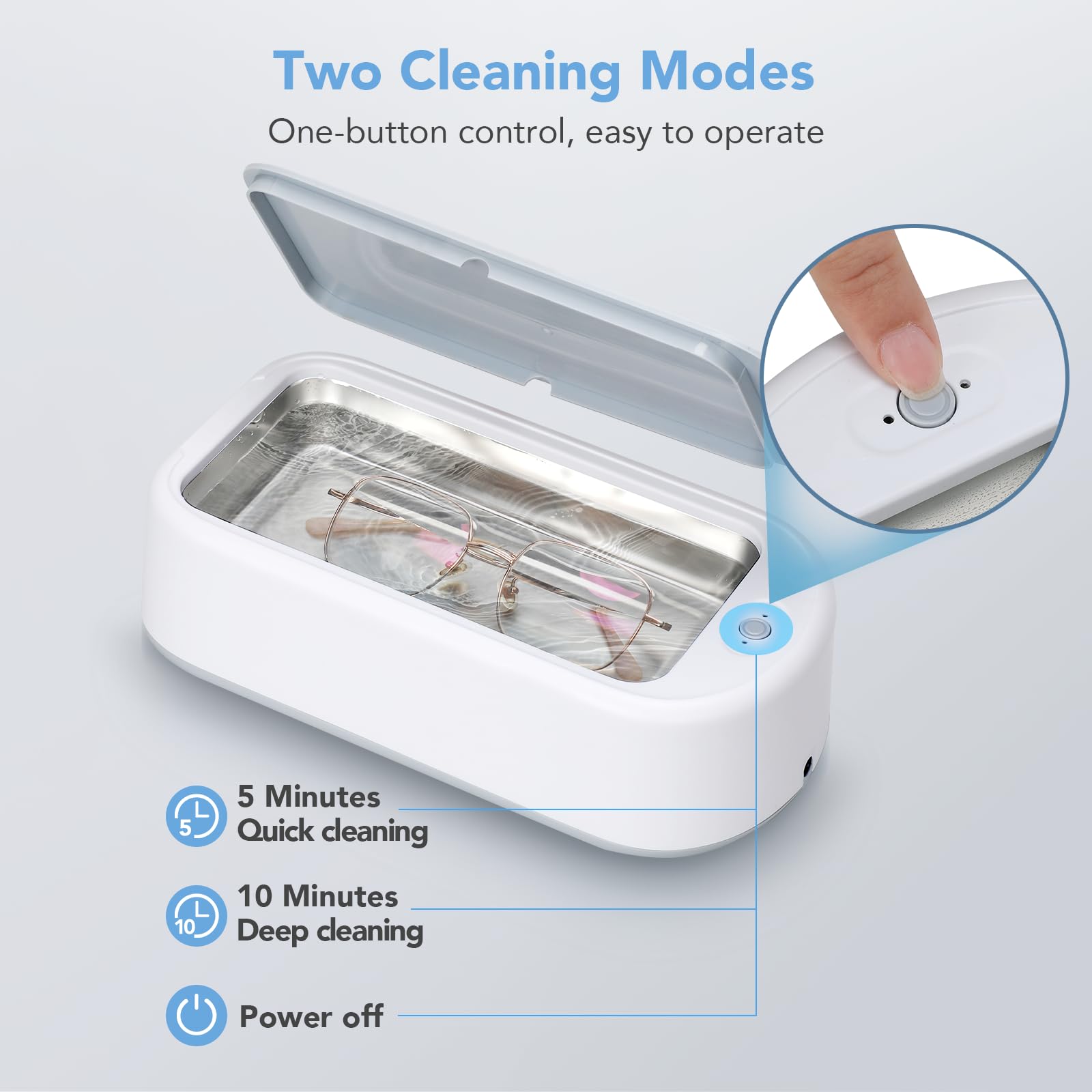 Ultrasonic Jewelry Cleaner Machine 22oz (640ml) 48KHz - Portable Sonic Cleaner with One-Touch Operation for Jewelry, Eyeglasses, Rings, Earrings & Razor Blades - Perfect for Home, Travel & Professional Jewelry Care