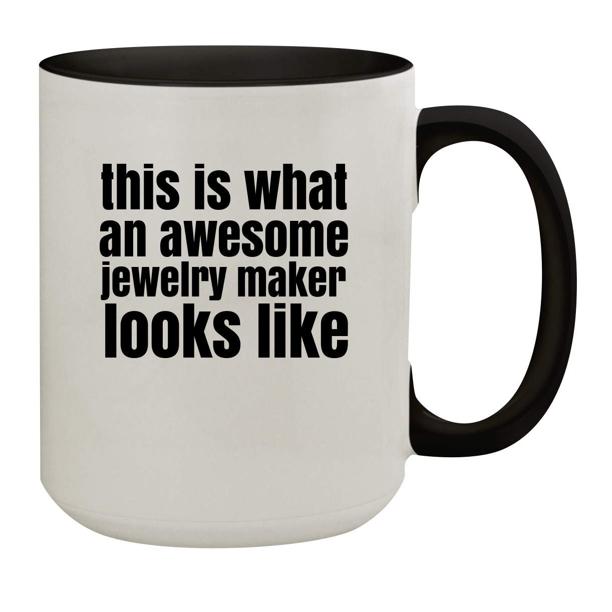 15oz Black Coffee Mug with Colored Interior & Handle - Perfect for Jewelry Makers, Artists & Craft Enthusiasts - Ideal for Tea, Coffee & Workspace Decor