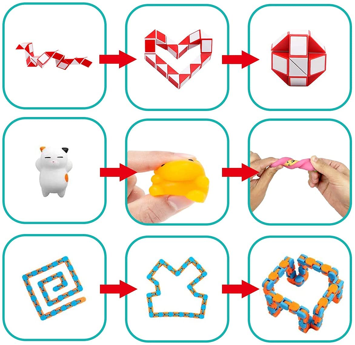 24-Piece Fidget Toys Pack Set - Stress Relief & Anti-Anxiety Sensory Toys for Kids & Adults | Pop Fidgets, Pumpkin & Apple Shapes | Perfect for ADHD, Autism, Office & Classroom Use