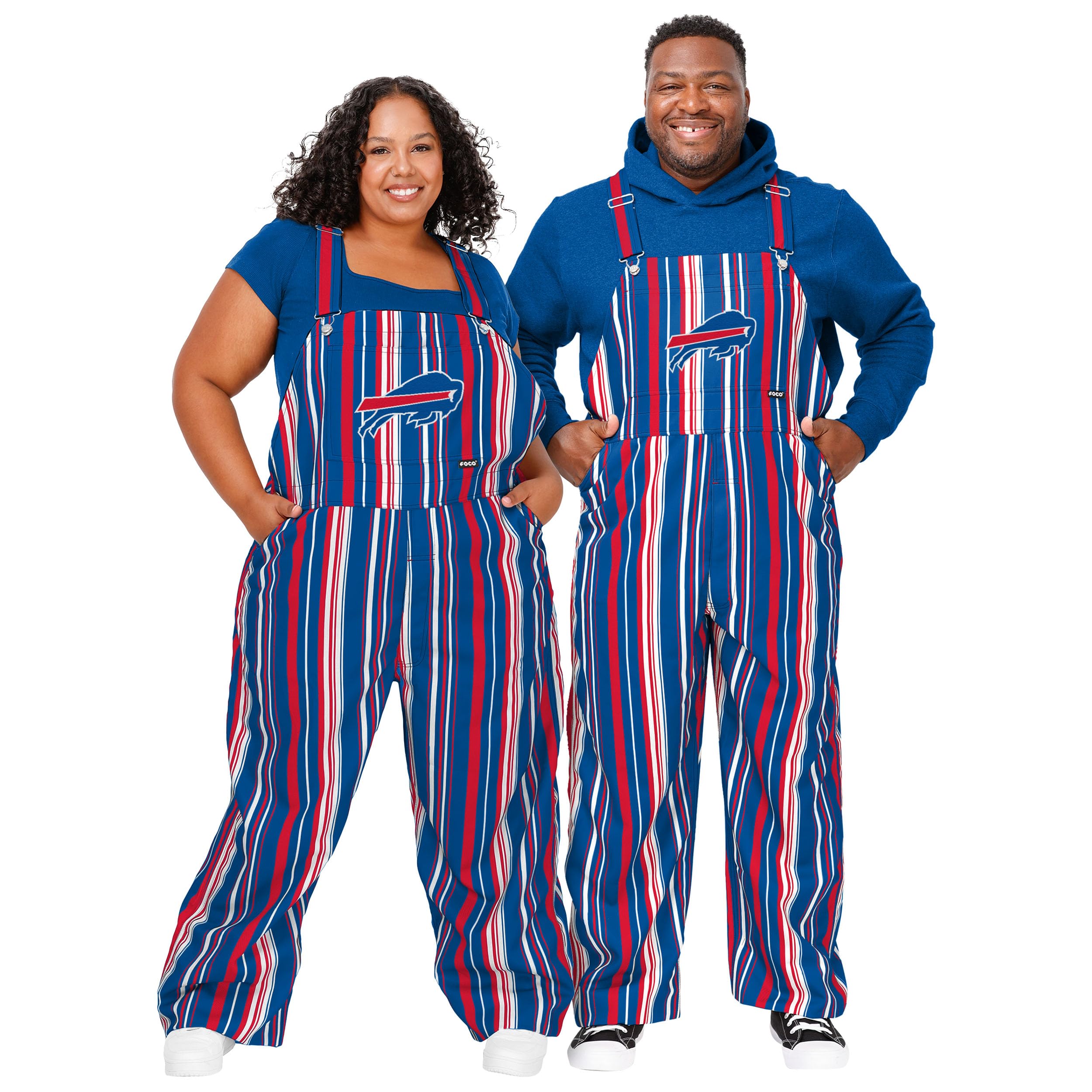 FOCO Men's NFL Team Logo Bib Overalls - Durable Denim Overalls for Football Fans - Perfect for Game Day, Tailgating & Casual Wear