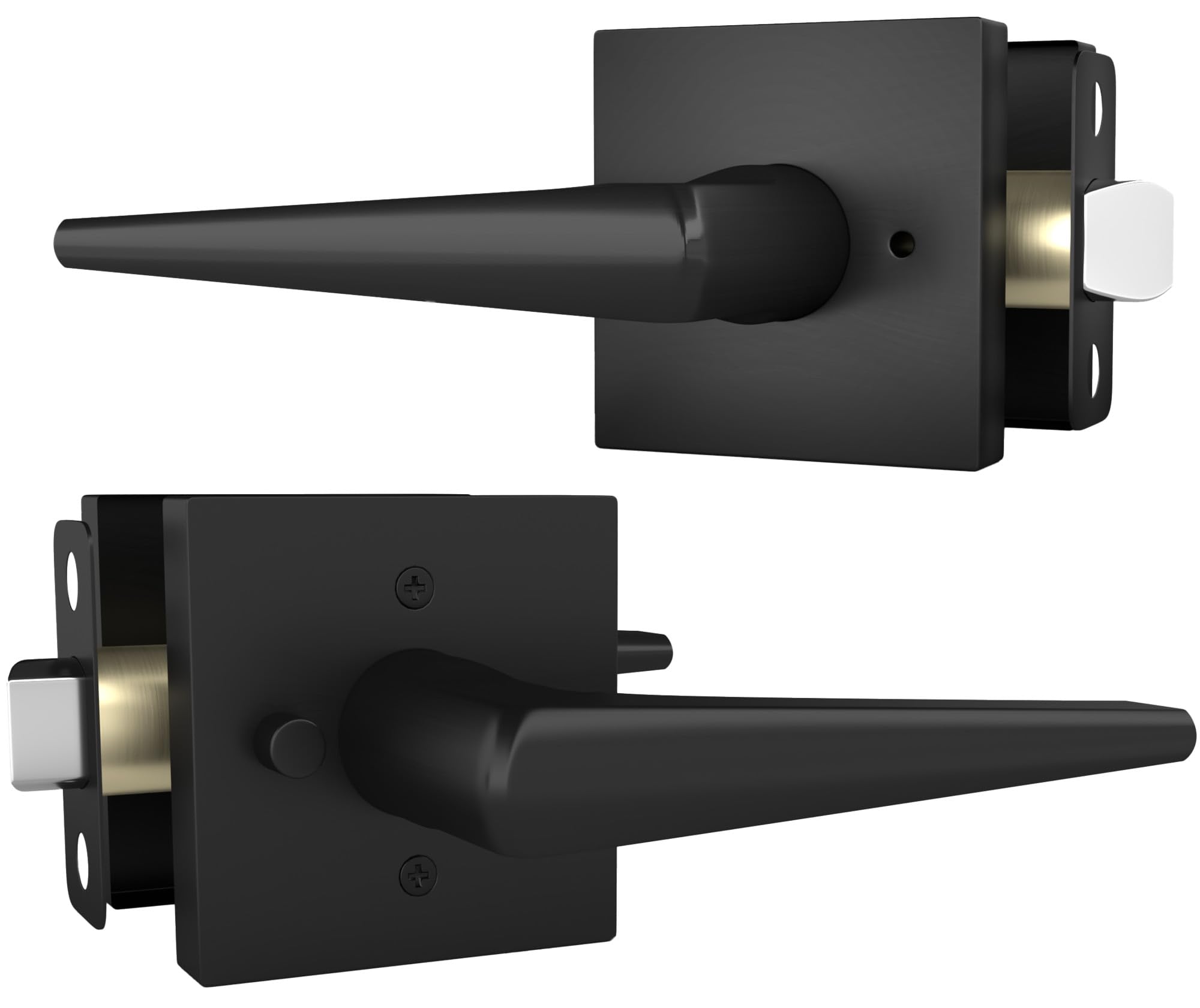 Mega Handles - SCHEIN Privacy Lever Door Lock Handle Set for Hallway, Closet & Bathroom | Keyless Entry Door Lock | Heavy Duty Matte Black Finish | Fits Standard Door Sizes | Easy Installation with Included Screws (1 Pack) | Perfect for Home, Office & Commercial Spaces