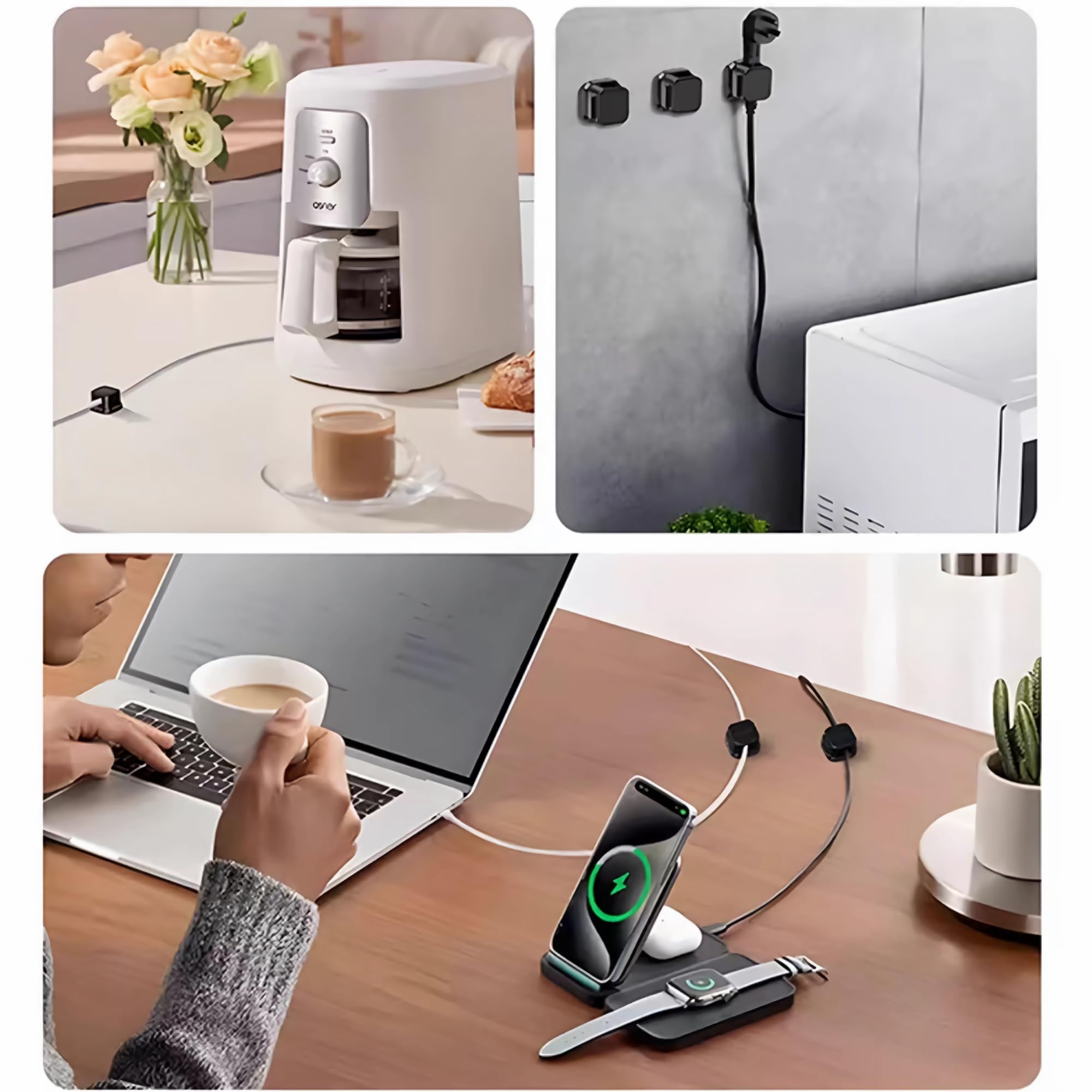 6 Pack Magnetic Cable Clips - Cord Organizers for Desk, Wall & Car - Under Desk Cable Management System for Home Office, Nightstand & Phone - Famous Paintings Design - Perfect for Neat Workspaces & Travel Organization