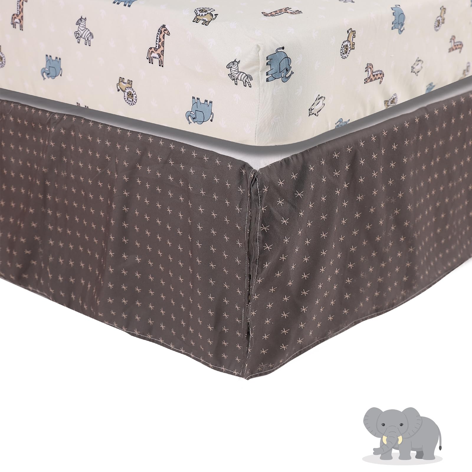 4 Piece Baby Crib Bedding Set for Boys & Girls - Soft Animal Nursery Set with Cartoon Comforter, Pillowcase, Fitted Sheet & Bed Skirt | Cozy Nursery Decor for Newborns & Toddlers | Perfect for Baby Showers & Nursery Room Themes