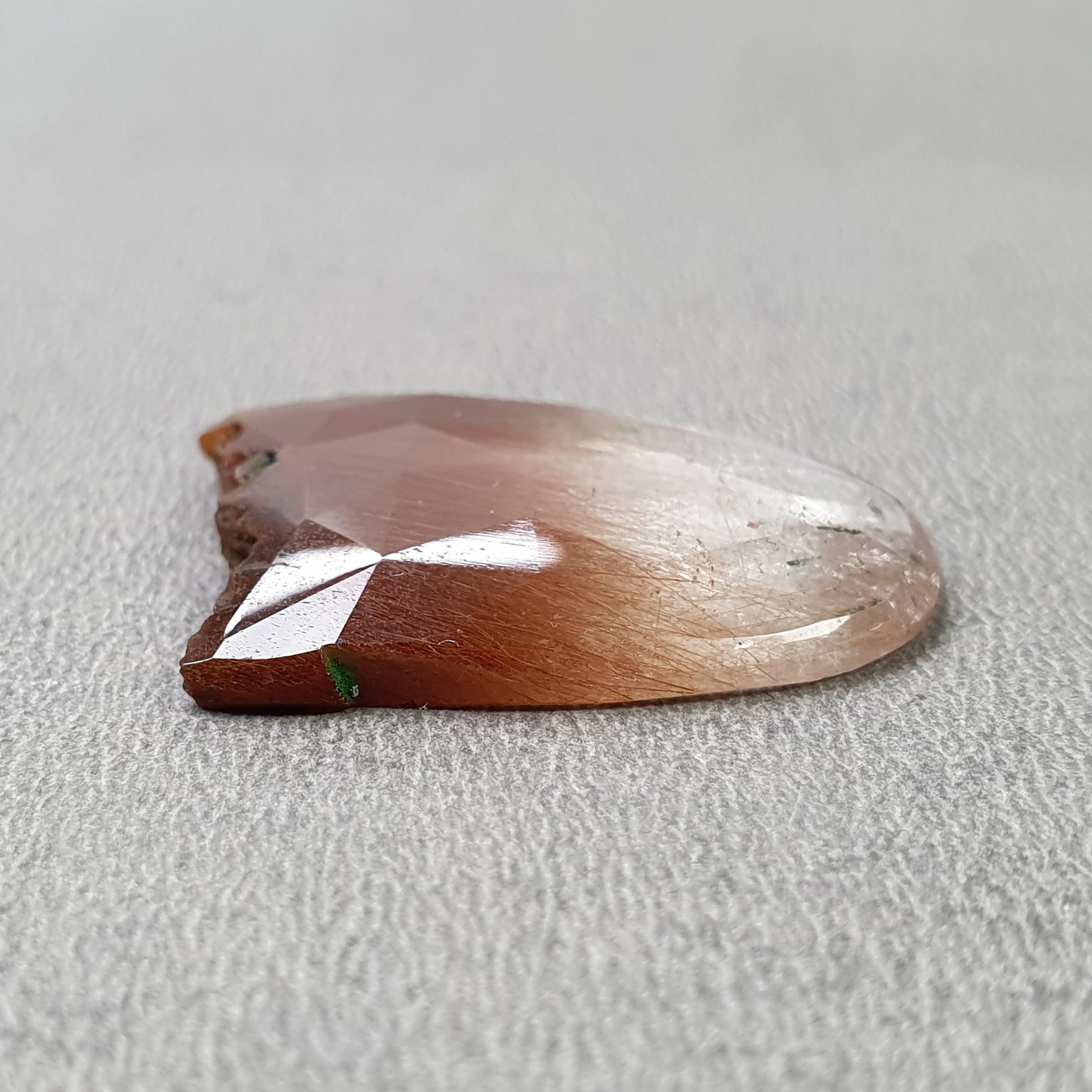 Natural Brown Rutile Quartz Gemstone Rose Cut 23.30cts - Untreated Unheated Uneven Shape 30x25mm for Jewelry Making | Healing Crystal Collection | Video Included