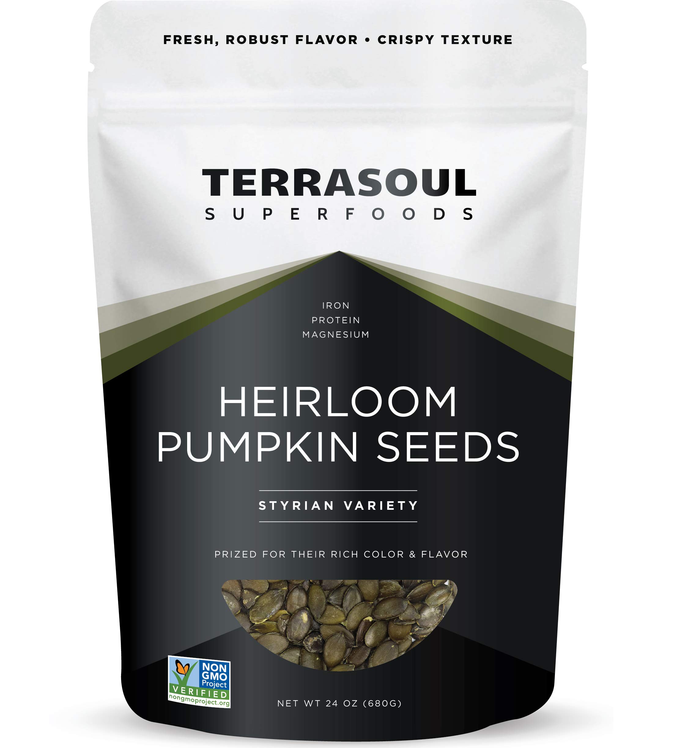 Organic Heirloom Pumpkin Seeds by Terrasoul Superfoods - 1.5 Lbs, Raw, Unsalted, Keto-Friendly, Non-GMO, Sourced from Europe | Perfect for Snacking, Baking, Salads & Healthy Recipes