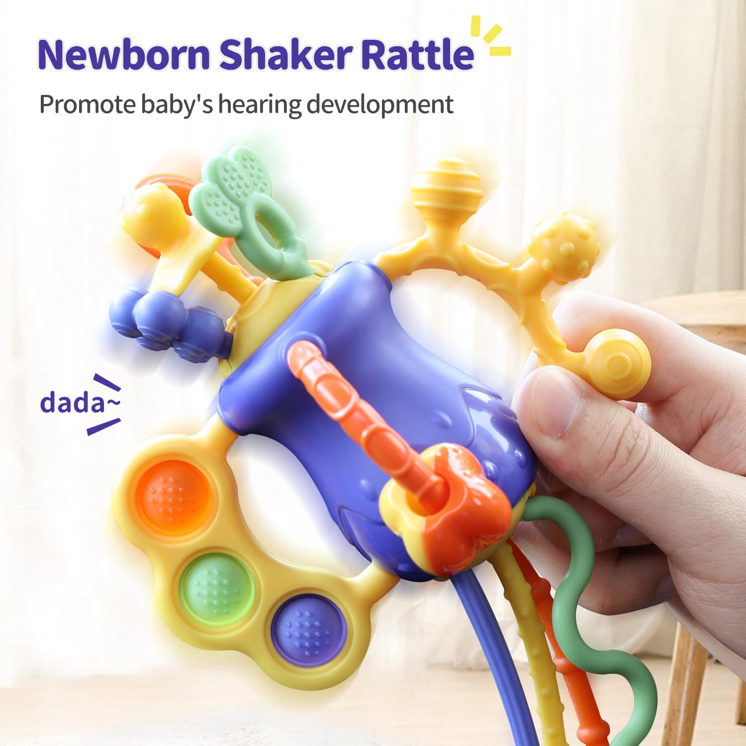 Baby Travel Essentials: Airplane Toys for 6-12 Months, Car Seat Teether Mittens with Rattle, Sensory Toys for 1 Year Old Boys & Girls, Easter Basket Stuffers, Autism-Friendly Toddler Toys for Home & On-the-Go
