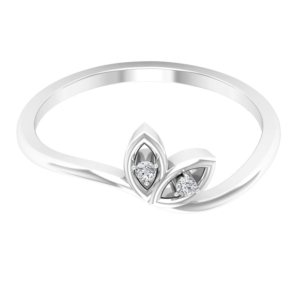Dainty Diamond Petal Ring - 14K Solid Gold Round Cut April Birthstone Ring for Women | Elegant Jewelry Gift for Anniversary, Engagement & Special Occasions
