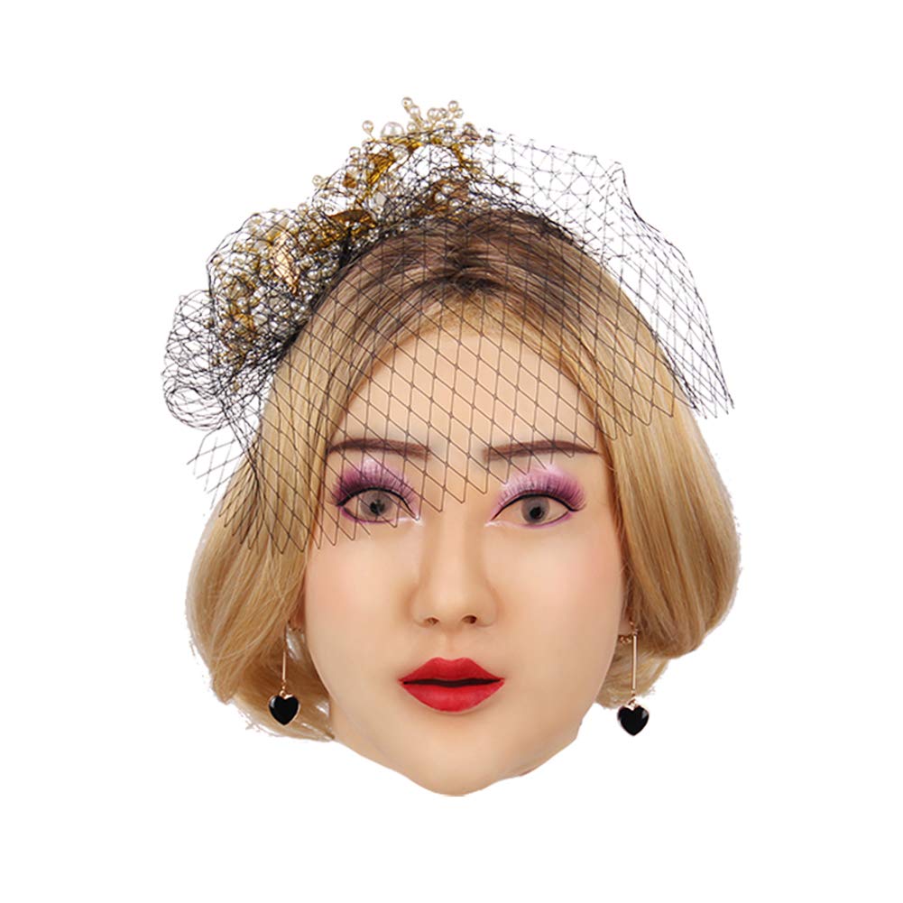 Realistic Silicone Female Head Mask - Soft Handmade Face Mask for Crossdresser & Transgender - Halloween Cosplay Costume Accessory - Perfect for Costume Parties, Theater Performances & Role Playing
