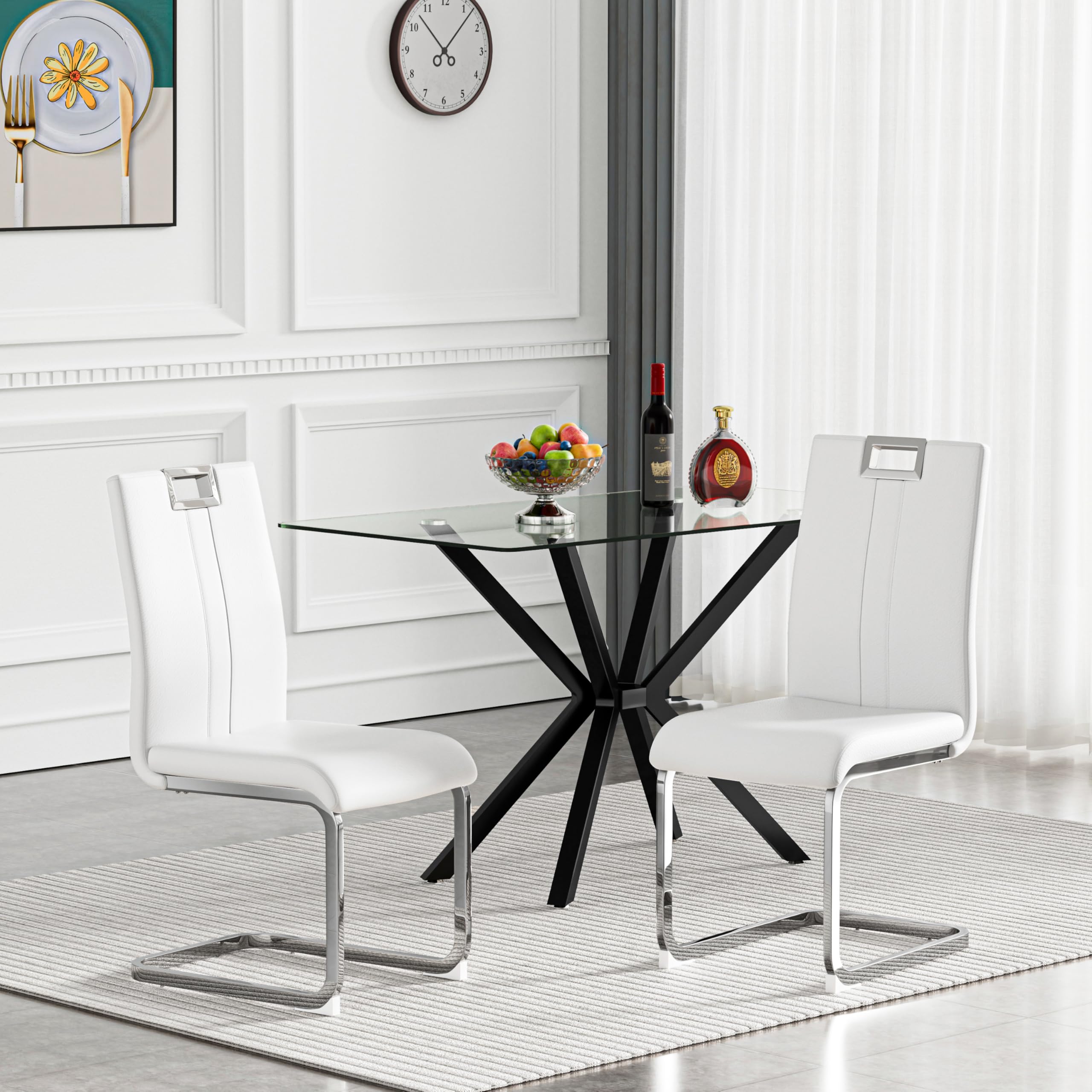 Modern 5-Piece Glass Dining Table Set for 4 - 47