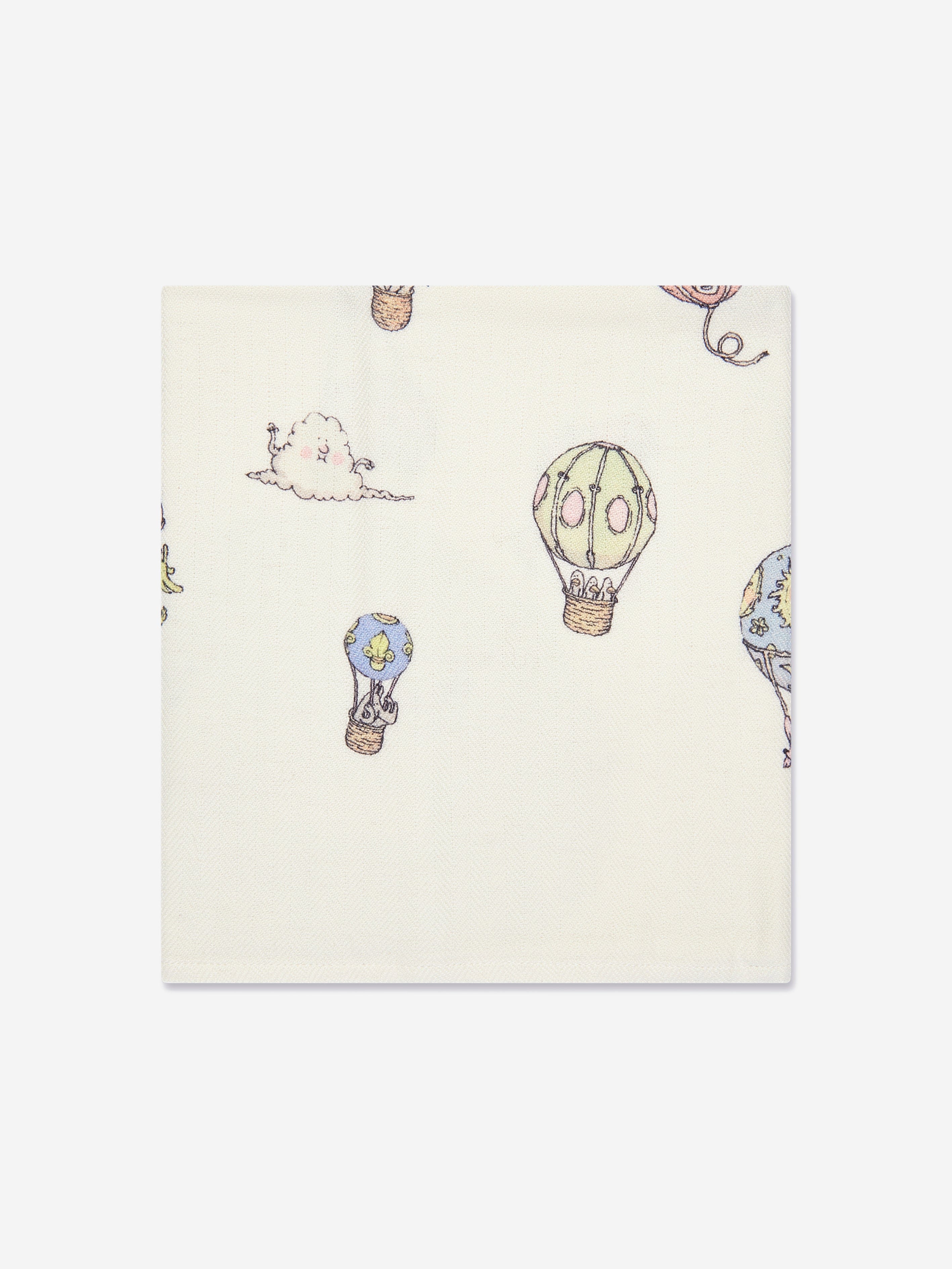Luxury Atelier Choux Ivory Cashmere Baby Blanket - 100cm Soft Hot Air Balloon Design | Perfect for Nursery, Christening Gifts & Newborn Photography