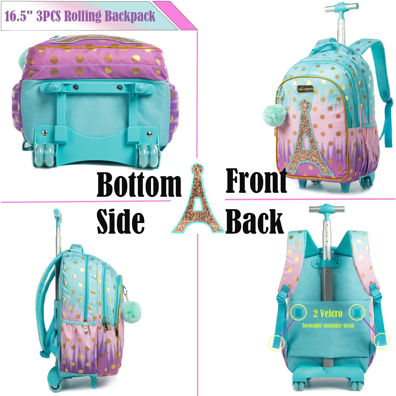 **Egchescebo Kids Rolling Backpack - Durable School Bags for Girls & Boys, Wheeled Luggage Suitcase for Travel & Daily Use**    *Perfect for School, Travel, and Everyday Adventures!*