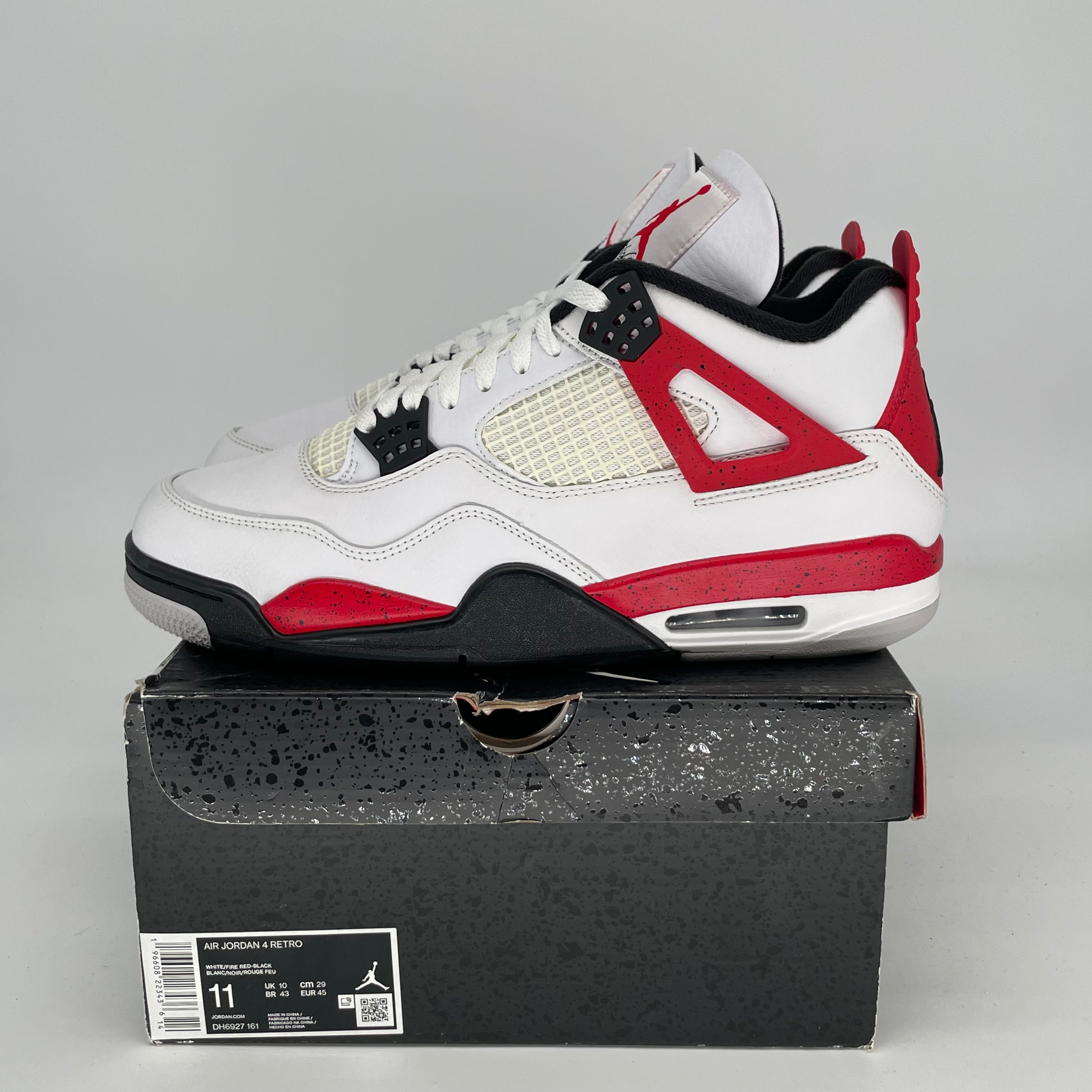 AIR JORDAN 4 Retro Red Cement Sneakers - Men's Size 11 & Women's Size 12.5W (DH6927-161) - Basketball Shoes for Streetwear & Casual Outfits