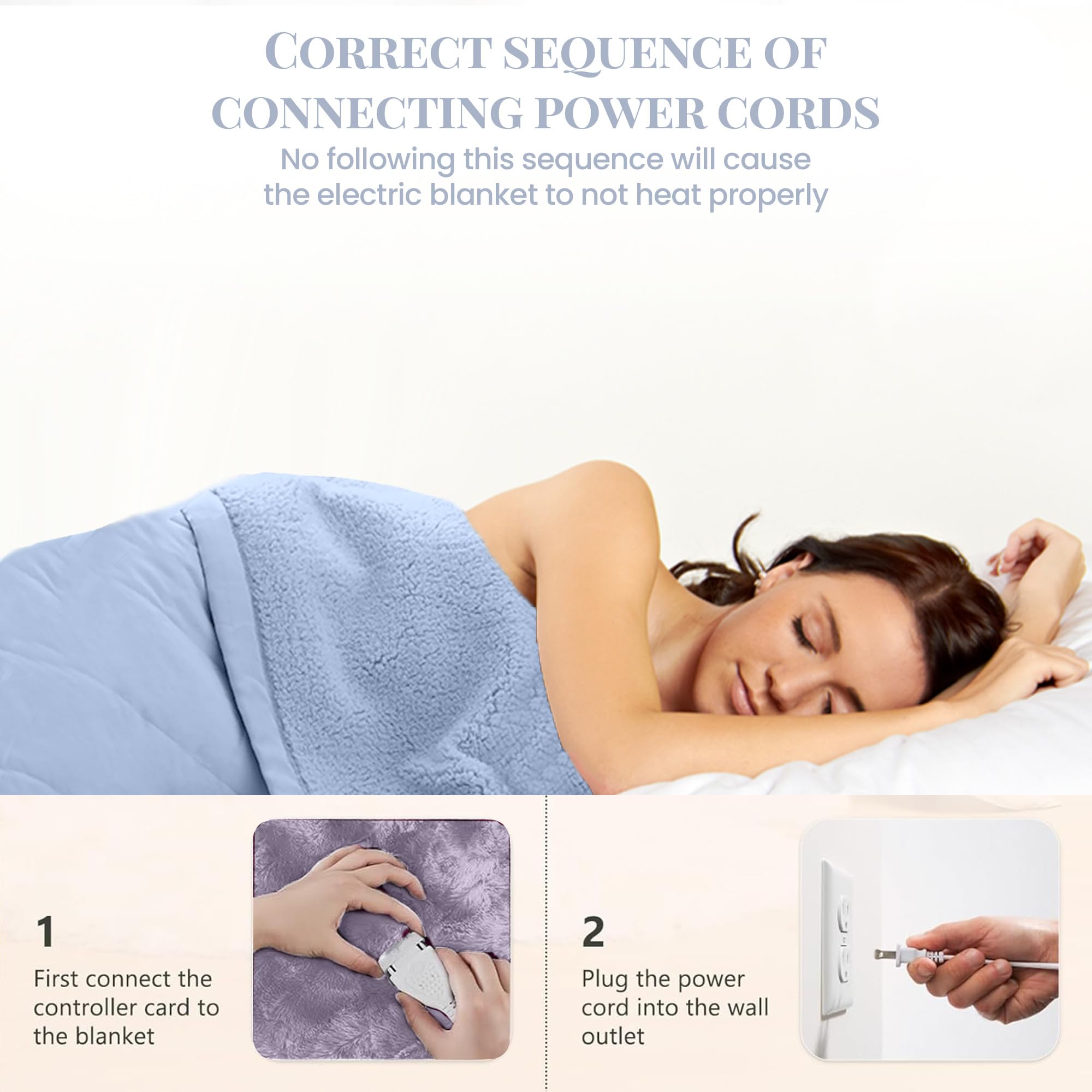 Thermee Micro Flannel Twin Size Heated Blanket - 10 Heat Settings, Programmable Electric Warming Throw, Ultra Soft & Fast Heating Thermal Blanket for Bed, Couch & Travel - English Blue