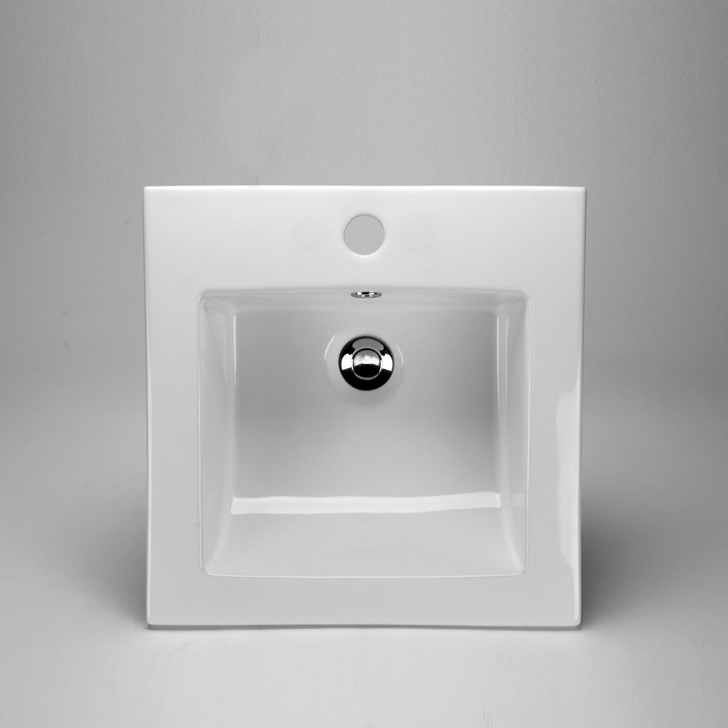 1 Hole Drop-In Bathroom Sink - White Acrylic Vanity Sink 36811 for Modern Bathroom & Powder Room Renovation