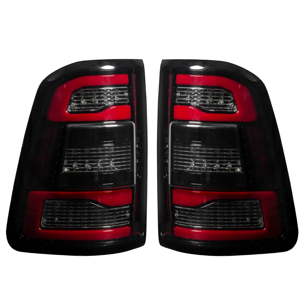 Recon LED Tail Lights for Ram 1500 2019-2021 - Smoked Lens with Scanning Amber Turn Signal | Durable & Stylish Upgrade for Night Driving & Off-Road Adventures