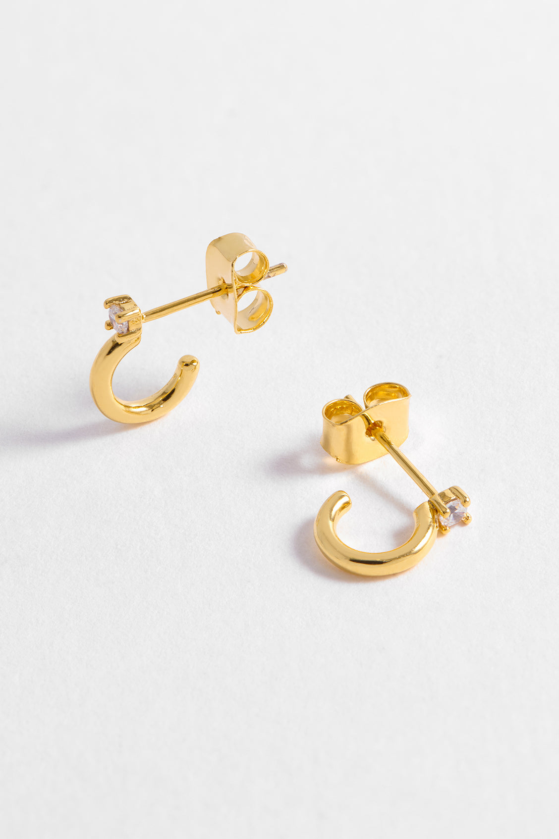 14K Gold Plated Cubic Zirconia Huggie Hoop Earrings for Women - EBE6085G | Everyday Wear, Gift Giving, Special Occasions