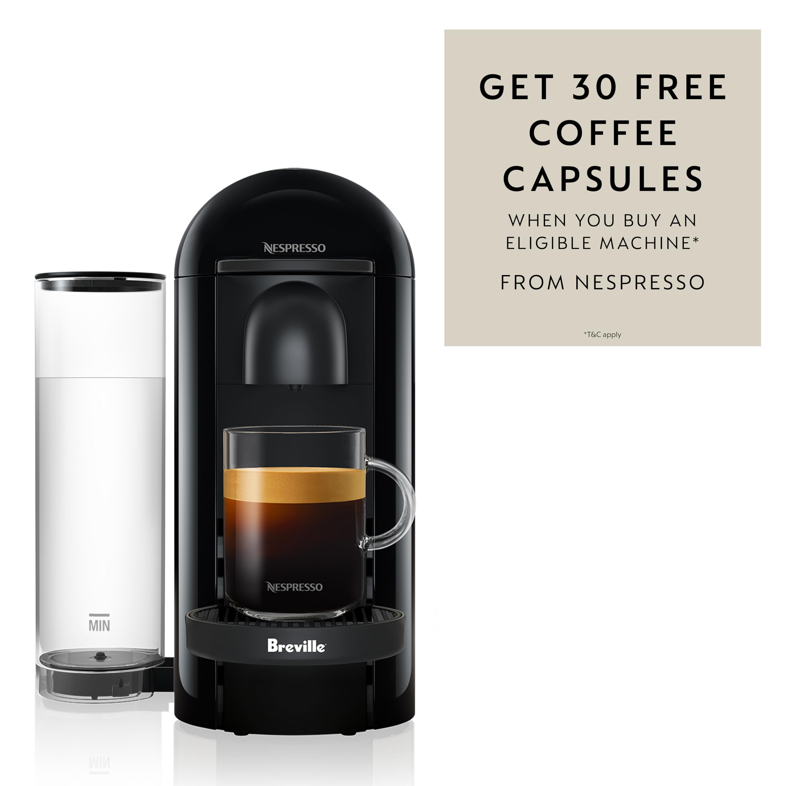 Breville Nespresso Vertuo Plus Coffee & Espresso Machine - Ink Black | Single-Serve Pod Brewer for Home & Office Use | Perfect for Espresso, Coffee & Latte Lovers