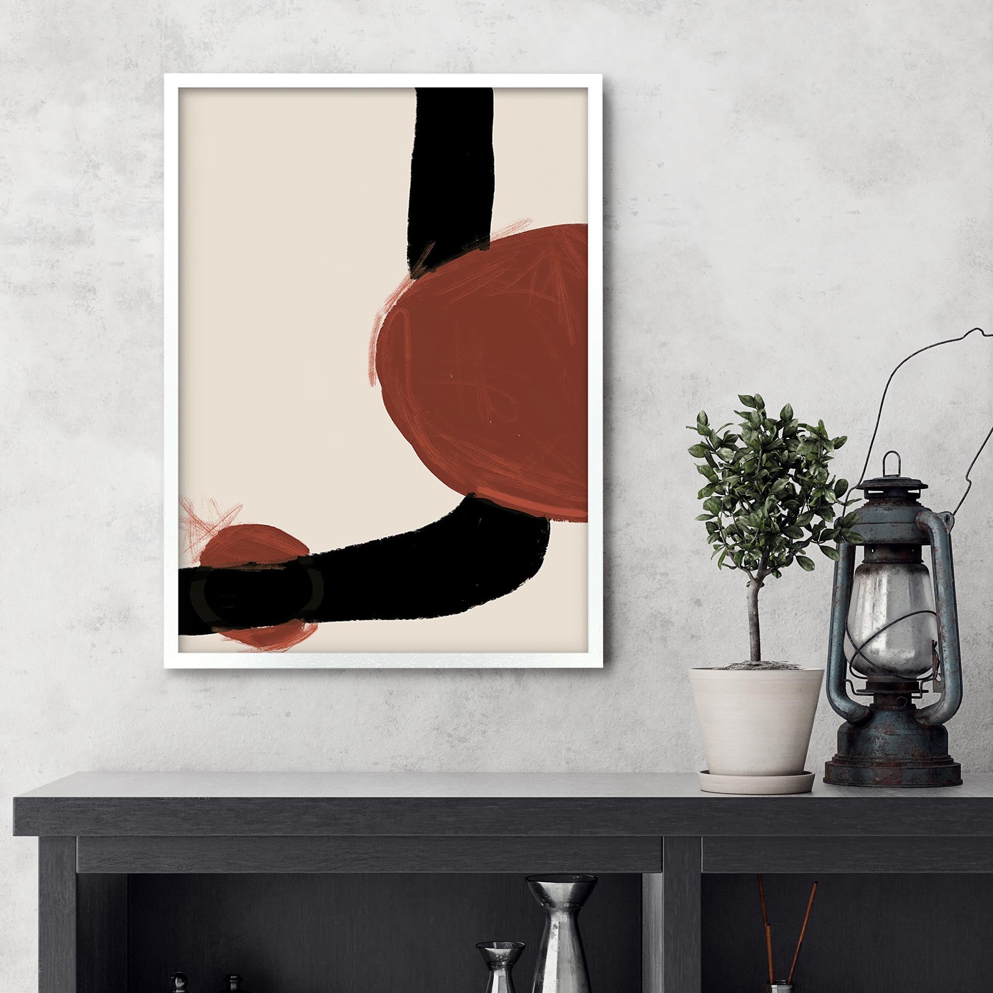 Rusty Red Marks Framed Print - Vintage Style Wall Art Decor for Living Room, Bedroom & Office - Perfect for Home & Office Decor