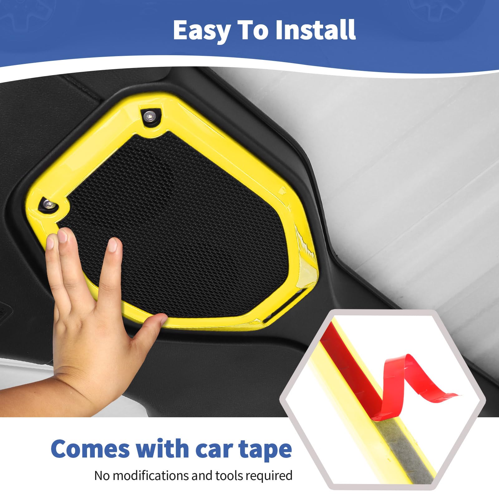 RT-TCZ Yellow Roof Speaker Cover Trim for Jeep Wrangler JL/JLU & Gladiator JT (2018-2023) - 2pcs Interior Accessories - Perfect for Off-Road Adventures & Custom Car Upgrades