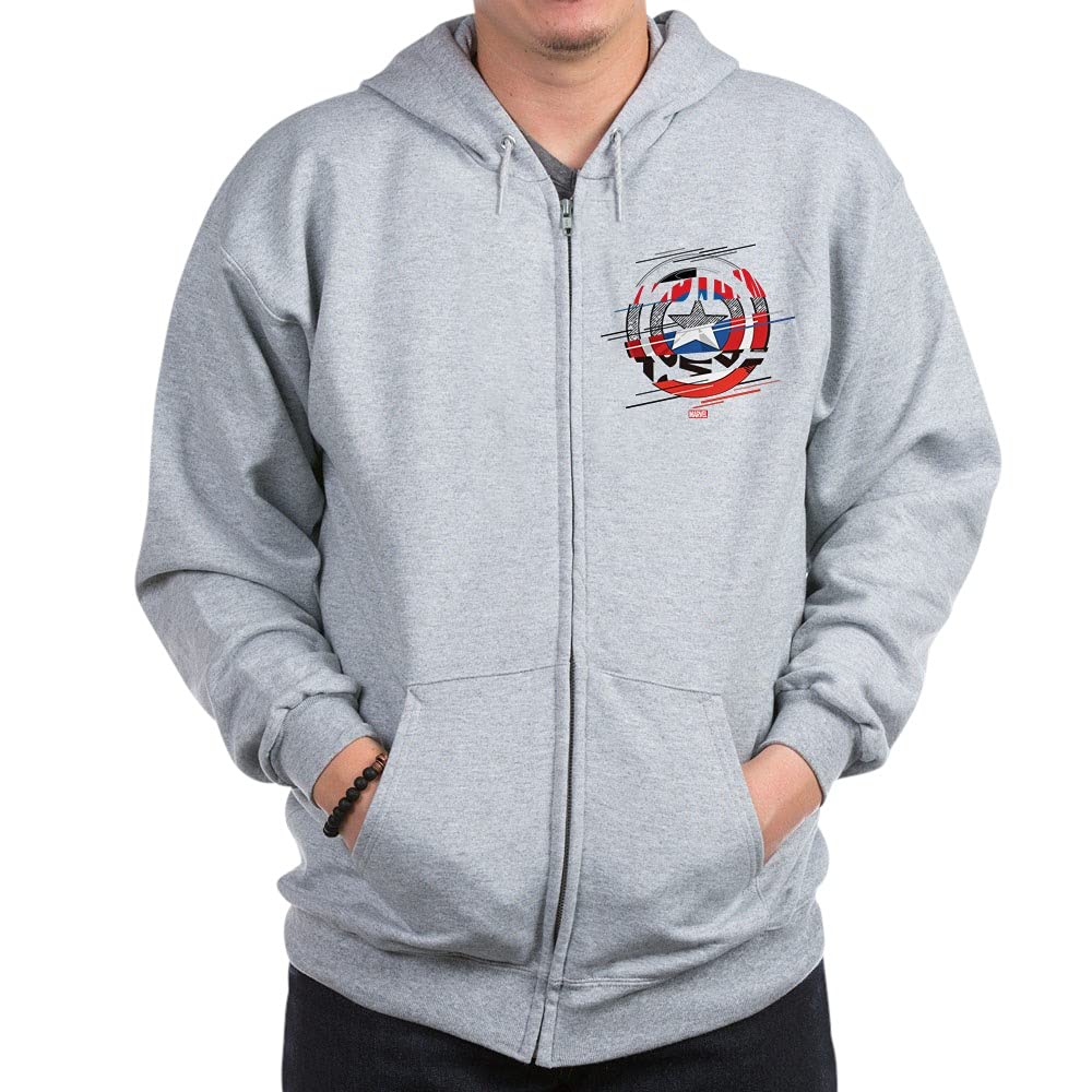 Captain America Shield Zip Hoodie - Marvel Superhero Sweatshirt for Men & Women | Perfect for Cosplay, Comic Con & Casual Wear