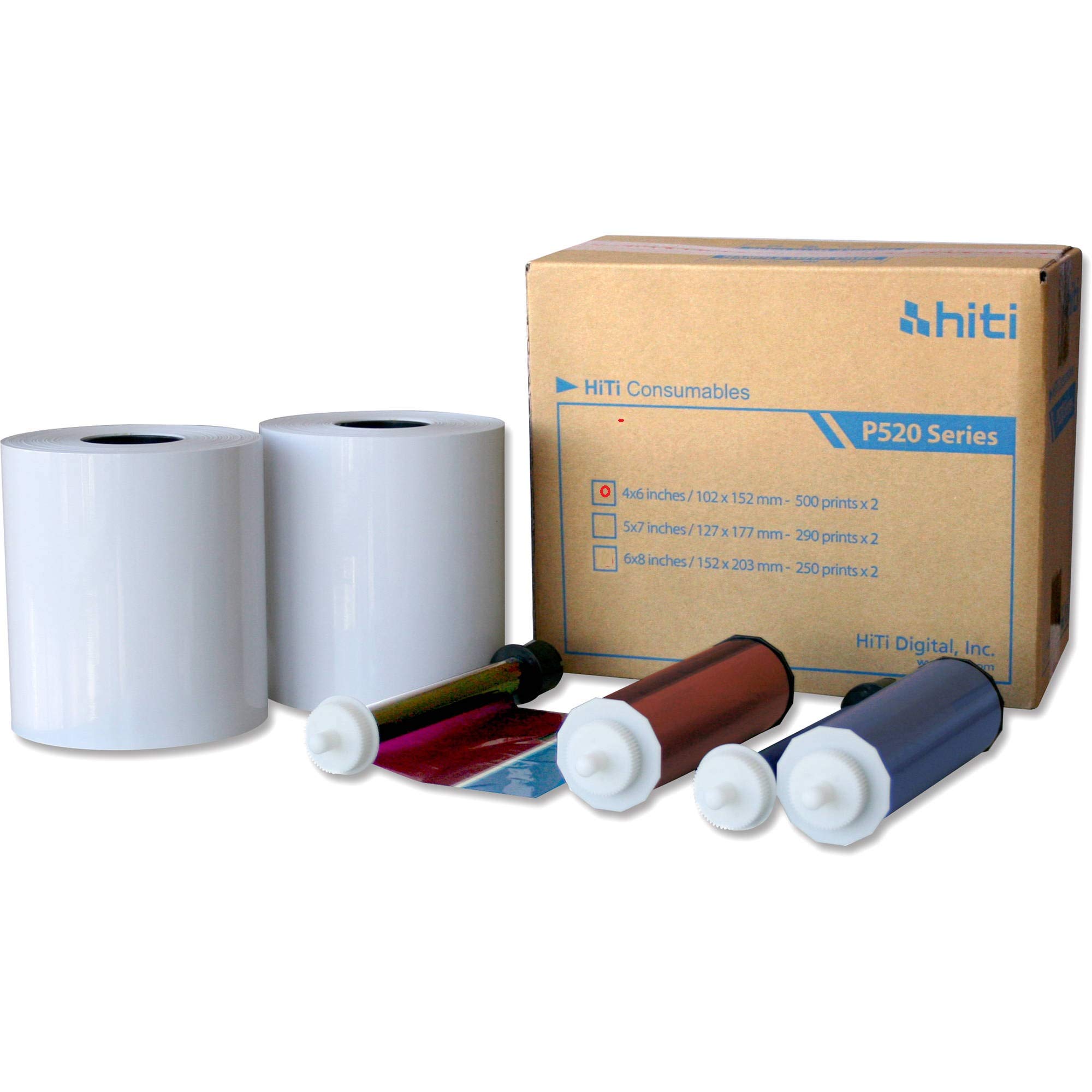 HiTi 4x6 Inch Photo Printer Paper - 500 Sheets per Roll (2 Rolls Included) for P520 & P520L Printers - Premium 152x102mm Media for Home Photo Printing, Photo Booths & Gift Printing