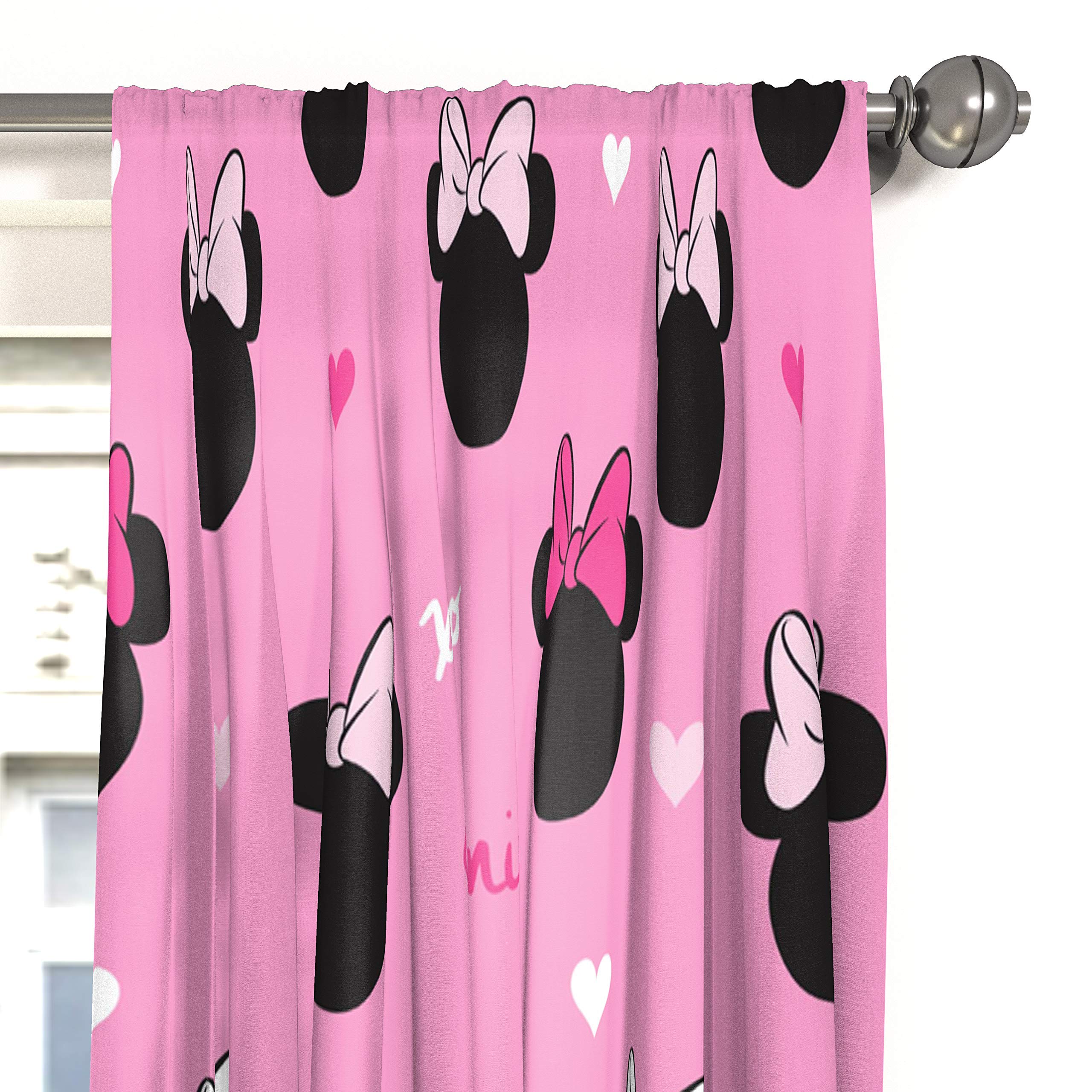 Disney Minnie Mouse Hearts & Love 9-Piece Full Bedding Set - Comforter, Sheets, Pillowcases & Curtains for Girls' Bedroom Decor | Perfect for Kids Room, Dorm & Gift