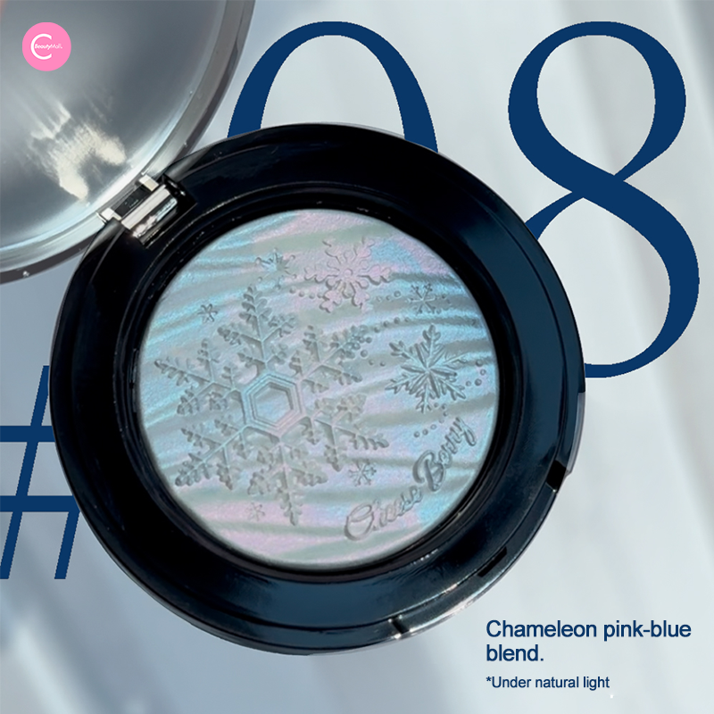CheeseBerry Baked Highlighter #8 - Iridescent Blue Pink Blend Makeup for Cheeks & Face | Perfect for Everyday Glow & Night Out Makeup Looks
