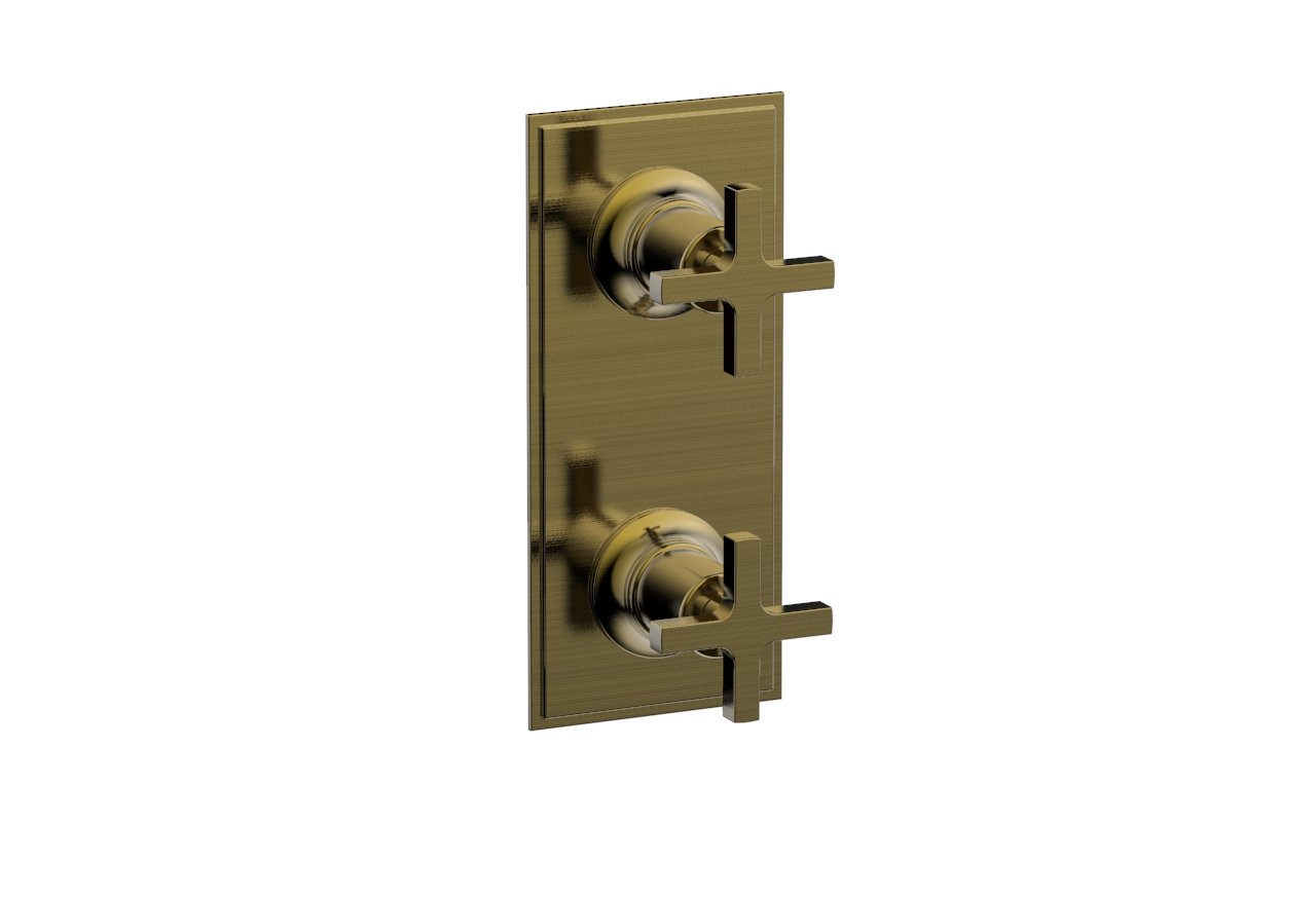 HEX MODERN Cross Handle Pair Trim Set for Thermostatic Shower Control with Volume Control or Diverter - Perfect for Bathroom Renovation and Luxury Home Upgrade