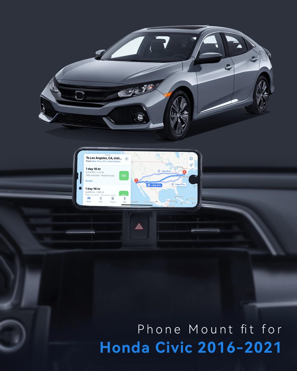 BEHAVE Strong Magnetic Phone Mount for Honda Civic 2016-2021 - Adjustable Air Vent Car Phone Holder Compatible with iPhone 14/13/12, Samsung Galaxy & Most Smartphones - Perfect for GPS Navigation & Hands-Free Driving