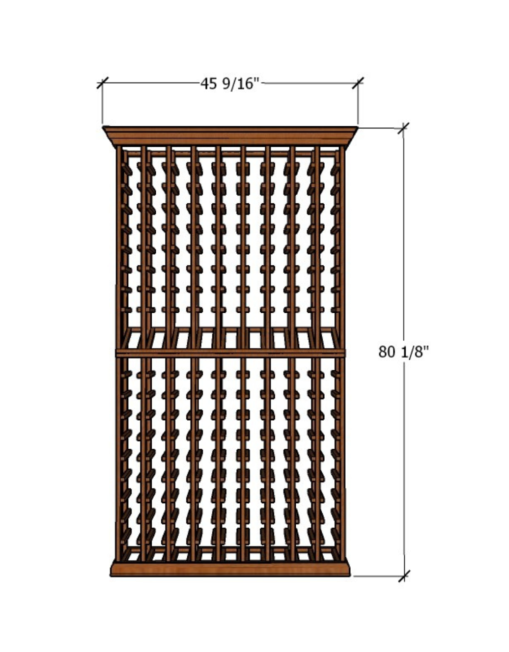 9 Column 171 Bottle 6.5ft Wooden Wine Rack Kit - Sturdy Wall Mounted Wine Storage Display for Home, Restaurant & Bar Organization