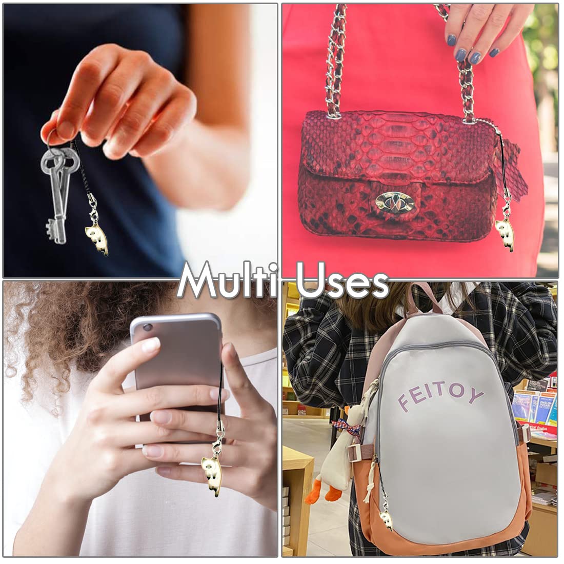 Cute Kawaii Phone Charm with Hanging Pendants - Aesthetic Cell Phone Accessory Decor for iPhone, Samsung & Android | Perfect for Girls, Teens & Gift Giving