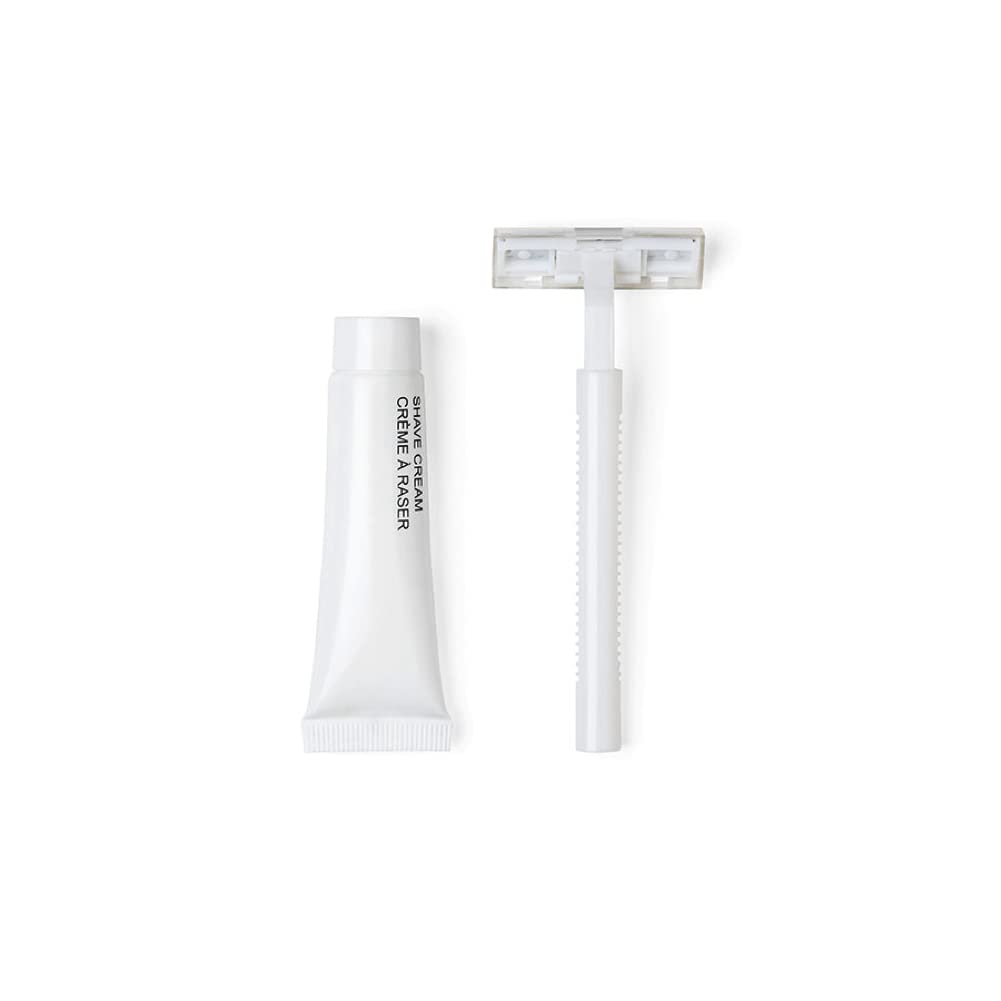 Premium Bulk Shave Kit - 200 Count with Twin Blade Razor & Moisturizing Shave Cream | Individually Boxed Hotel Amenities | Mini Travel Size Toiletries for Hotels, Gyms, Spas & Travel Essentials