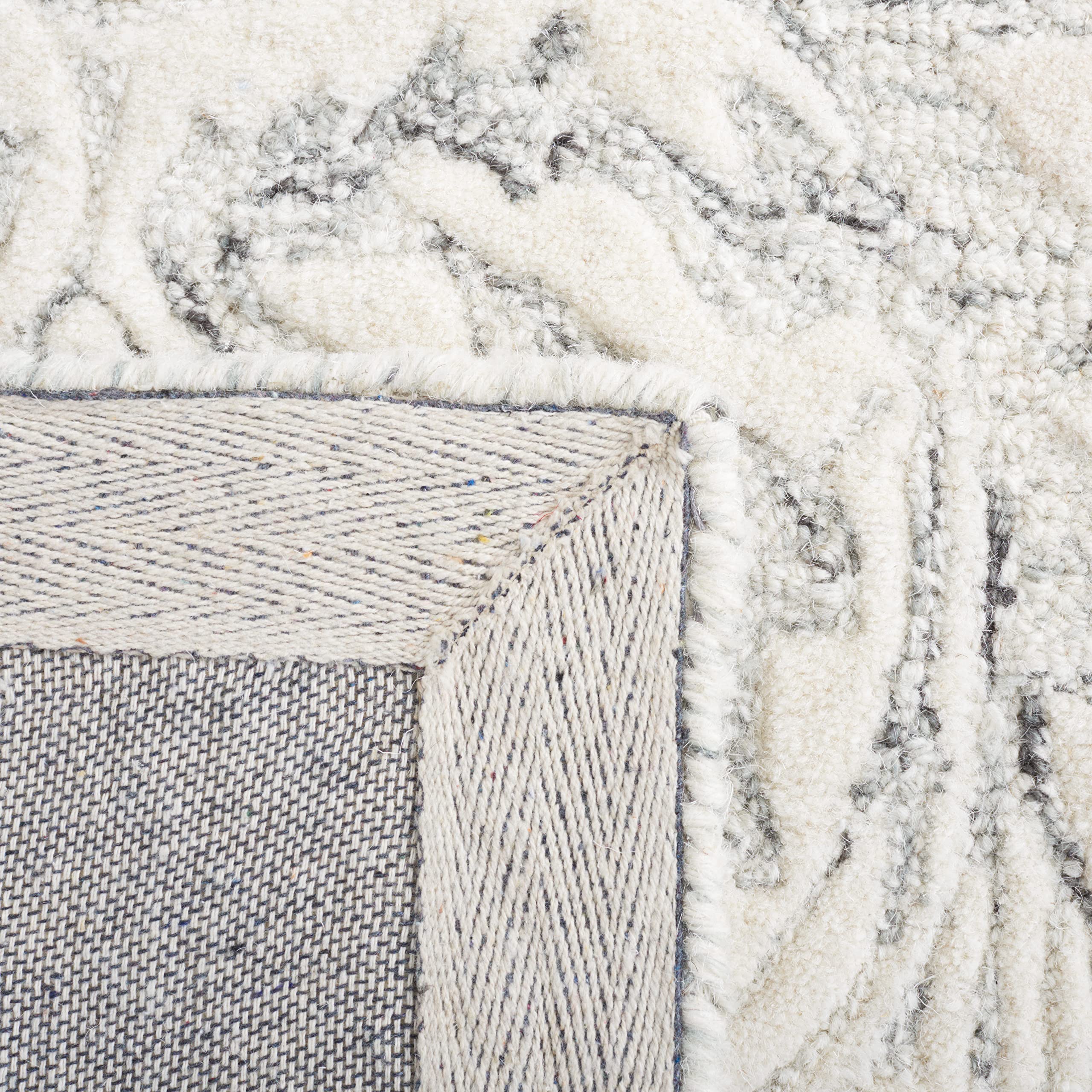SAFAVIEH Metro Collection 6'x6' Square Grey Ivory Wool Area Rug - Handmade Premium Quality for Living Room, Dining Room & Bedroom Decor | Soft & Durable Floor Covering for Home & Office