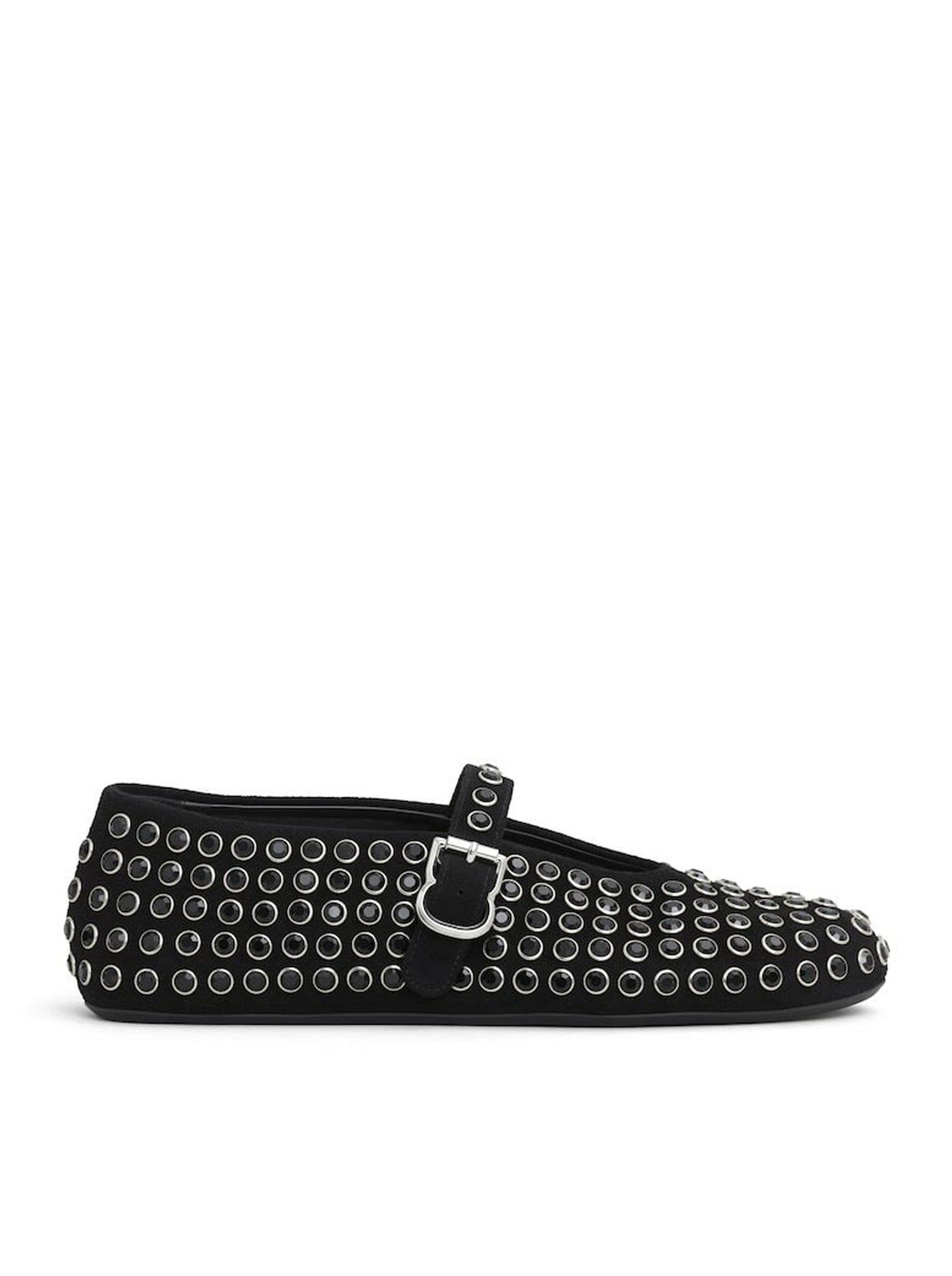 Elegant Flat Ballerinas in Soft Goatskin Suede with Rhinestone Accents - Perfect for Weddings, Parties & Office Wear