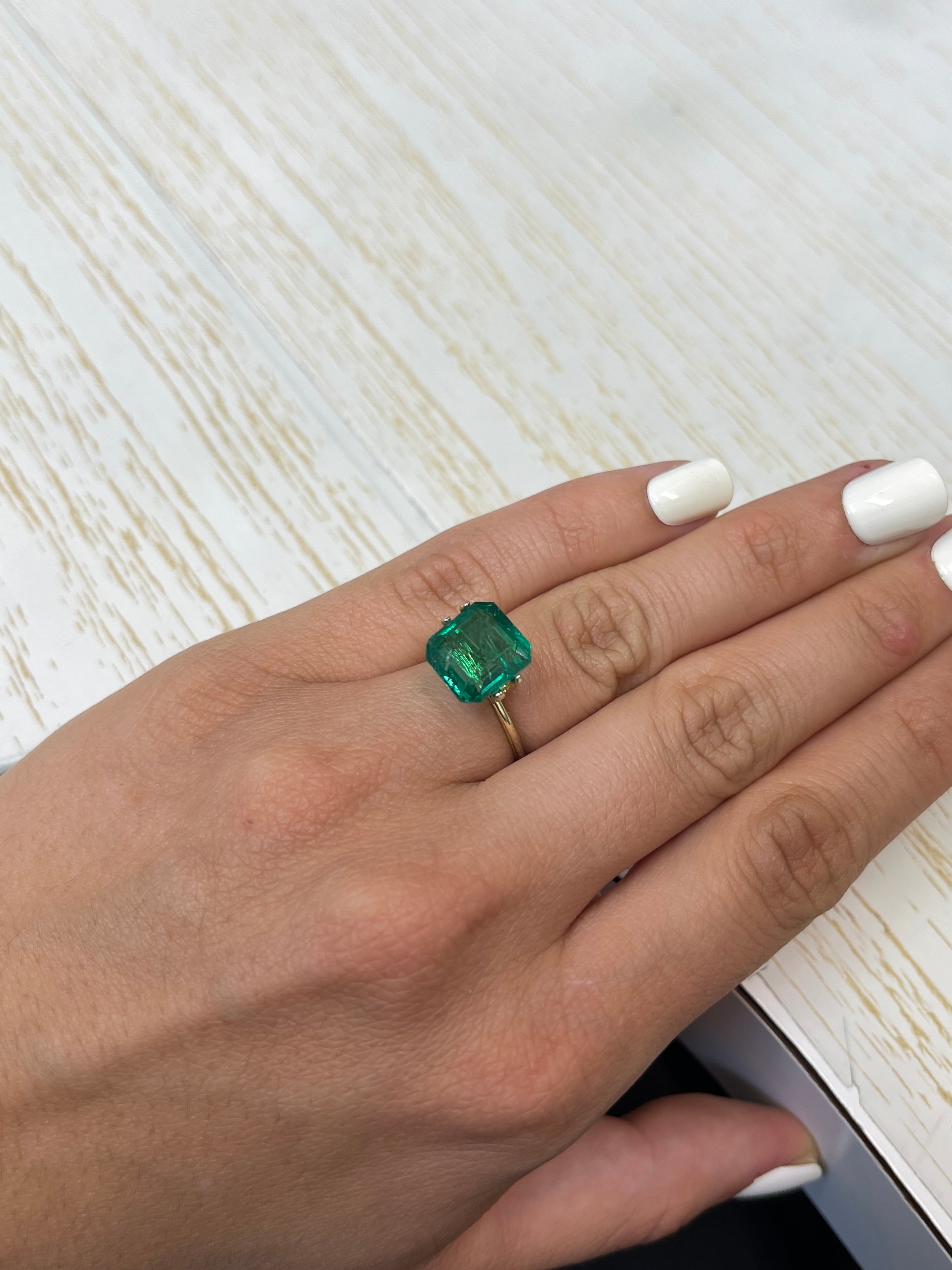6.54 Carat Natural Loose Zambian Emerald - Medium Deep Green 11.3x10.6mm Emerald Cut Gemstone for Jewelry Making & Engagement Rings