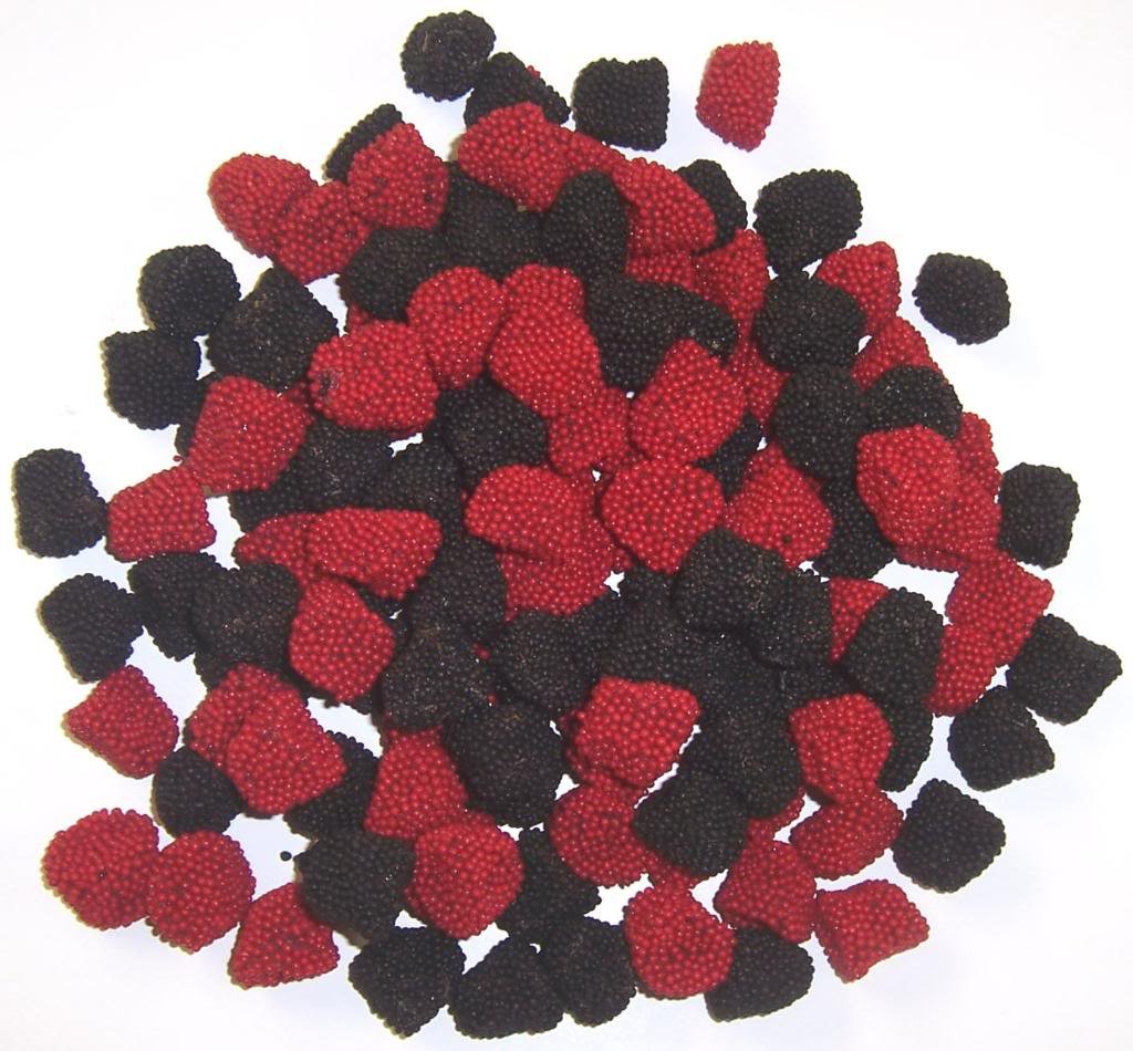 Scott's Cakes Raspberries and Blackberries - 8 oz Candy Cane Bag | Gourmet Fruit-Flavored Candy | Perfect for Holiday Gifts, Party Favors & Sweet Treats
