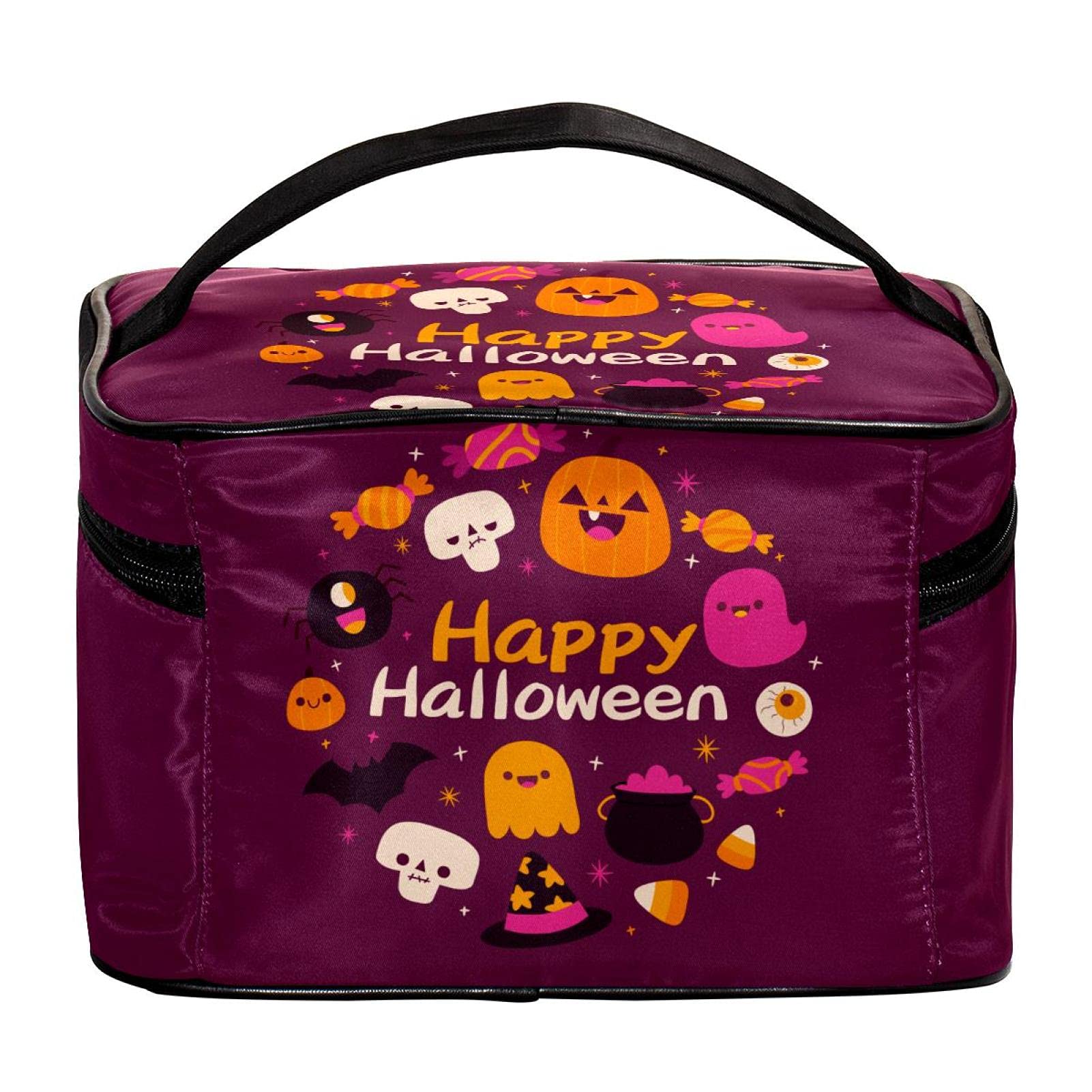 Halloween Makeup Bag - Ghost & Pumpkin Design Cosmetic Organizer for Travel & Artists | Perfect for Women & Girls
