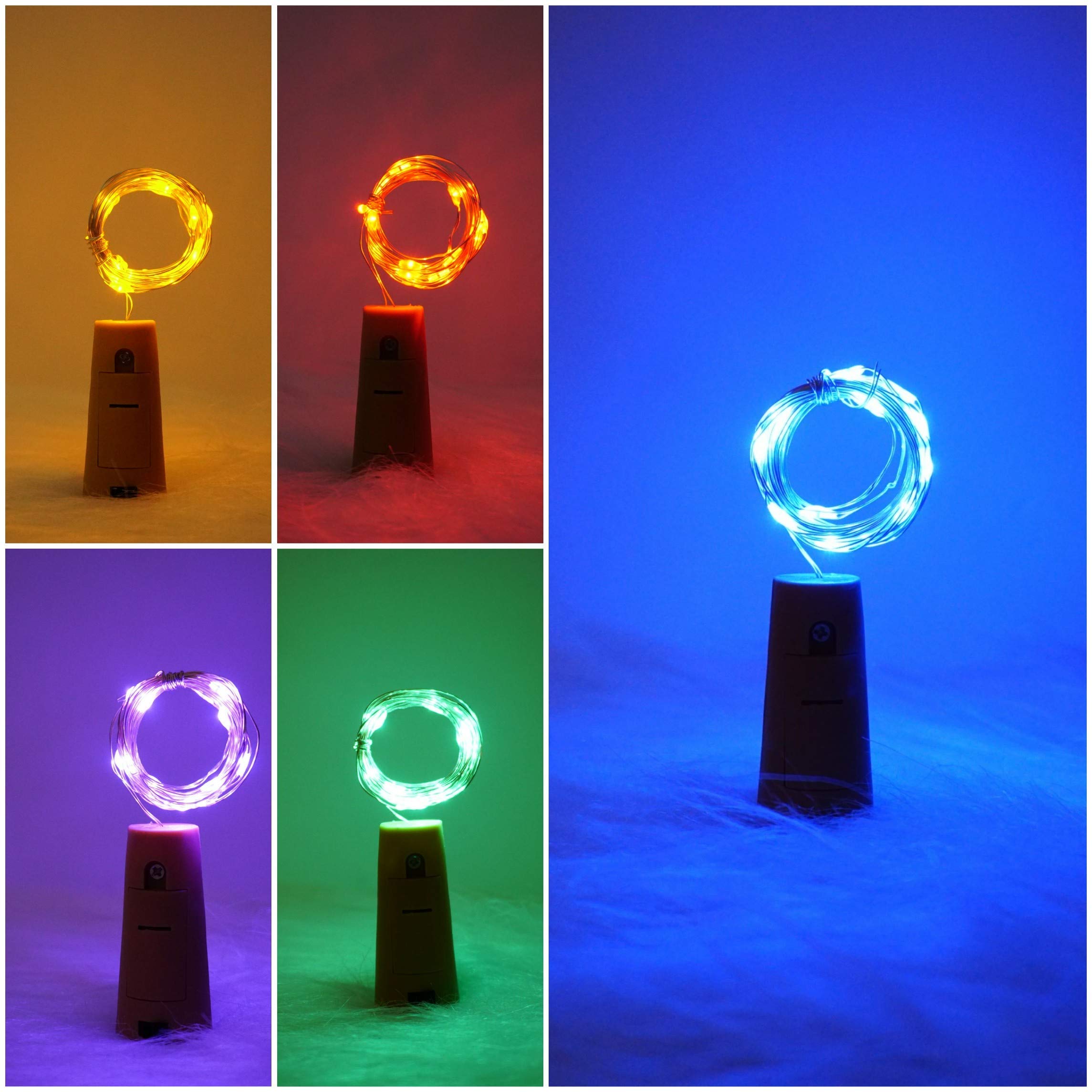 SmilingTown 15-Pack Wine Bottle Cork Lights - 10 LED 40-Inch Battery Operated Silver Wire Fairy String Lights for Party, Christmas, Halloween & Wedding Decorations - Perfect for Home Bars, Restaurants, and Outdoor Entertaining
