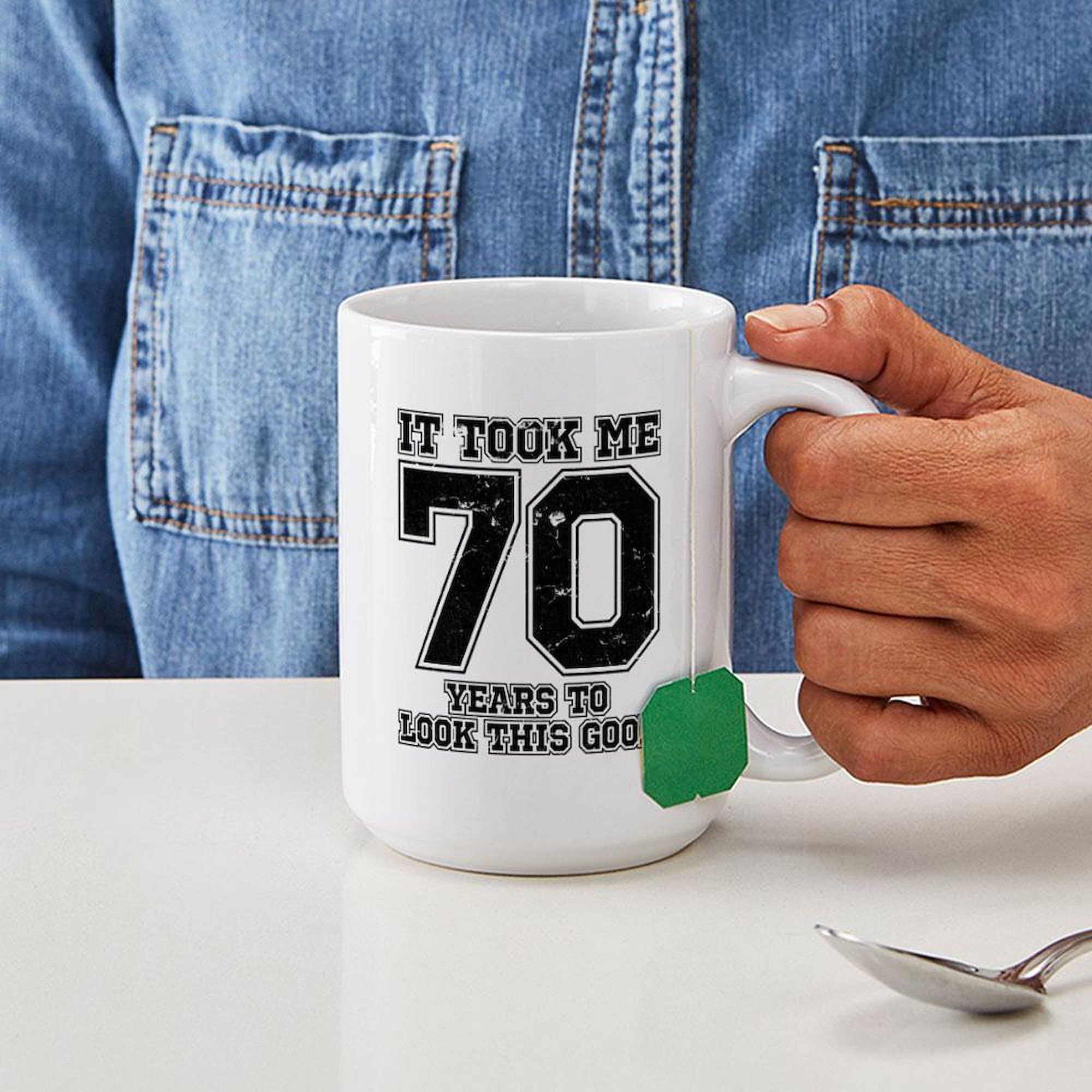 70 And Awesome 15 oz (444 ml) Ceramic Coffee Mug - Funny Gift for 70th Birthday, Retirement, or Senior Celebration - Perfect for Coffee, Tea, or Hot Chocolate at Home or Office