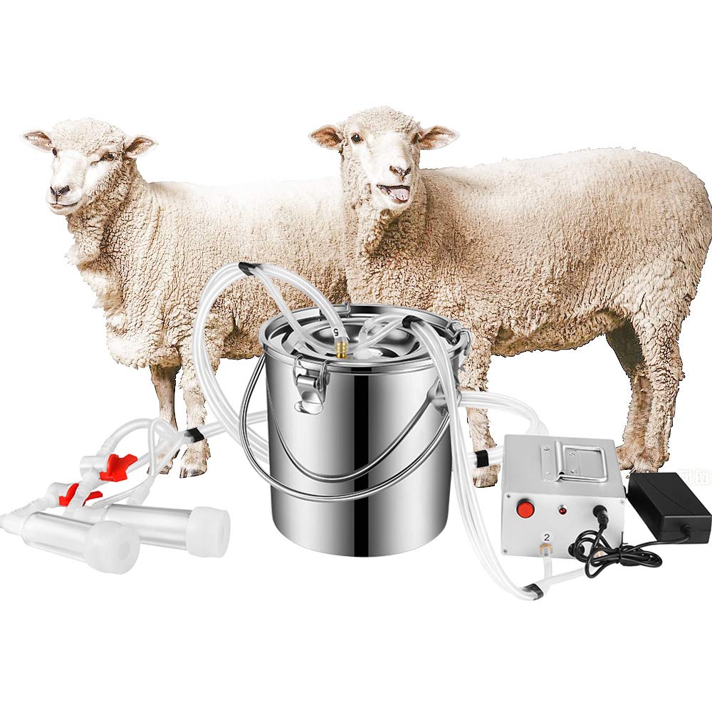 7L Electric Milking Machine for Goats & Cows - Single Bucket Piston Vacuum Pulsation Mini Household Milker with US Plug - Perfect for Small Farms, Homesteads and Dairy Enthusiasts