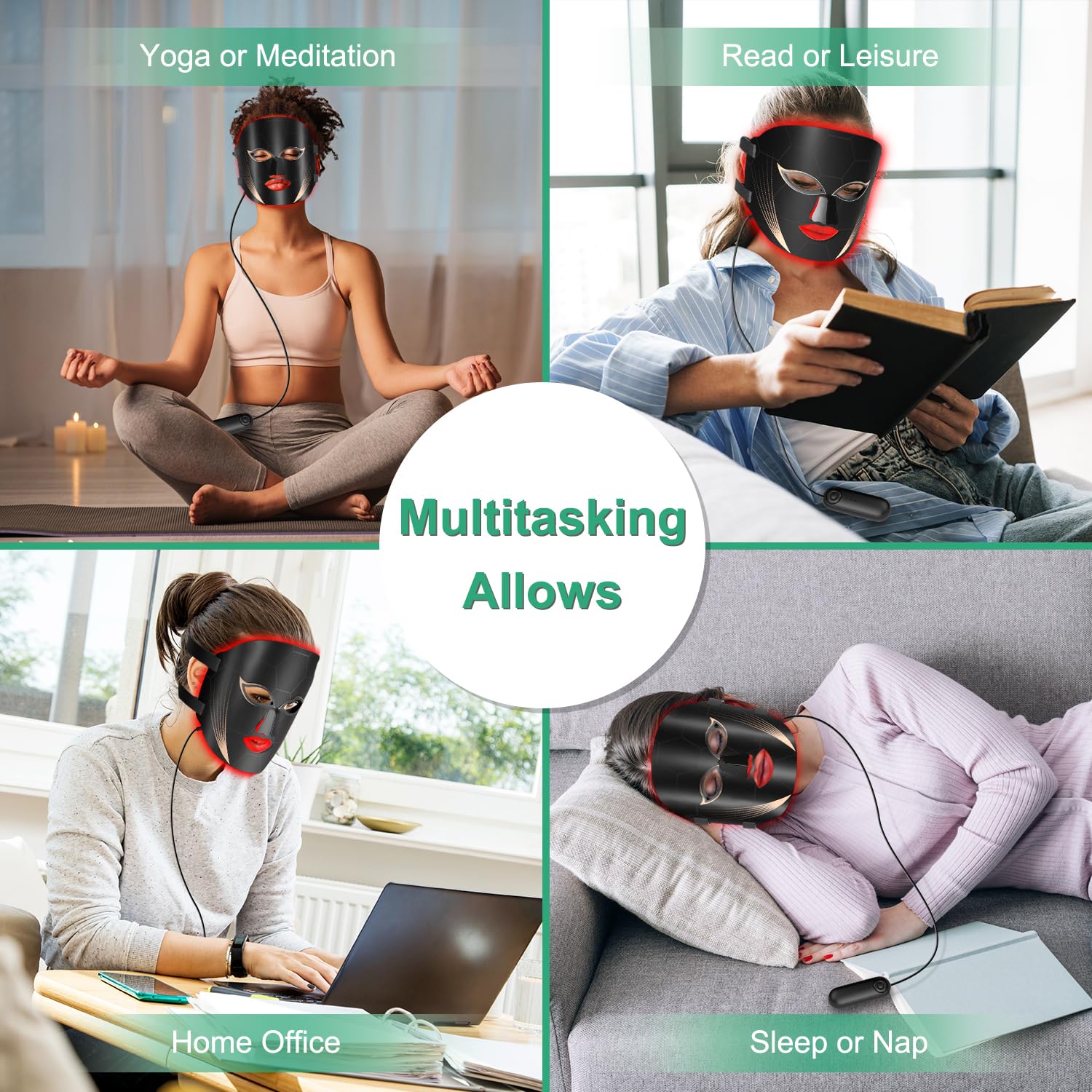 Red Light Therapy Mask for Face - 7 Colors & 288 LEDs, Blue Red Infrared Photon Light Therapy Facial Skin Treatment, LED Face Mask for Anti-Aging & Acne Relief | Perfect for Home Spa, Skin Rejuvenation & Beauty Care