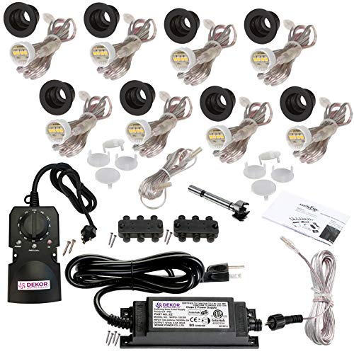 DEKOR LED Recessed Stair Lights - Indoor/Outdoor Step Lighting Kit in Antique Metal Black | Perfect for Staircase, Pathway, Deck & Garden Illumination