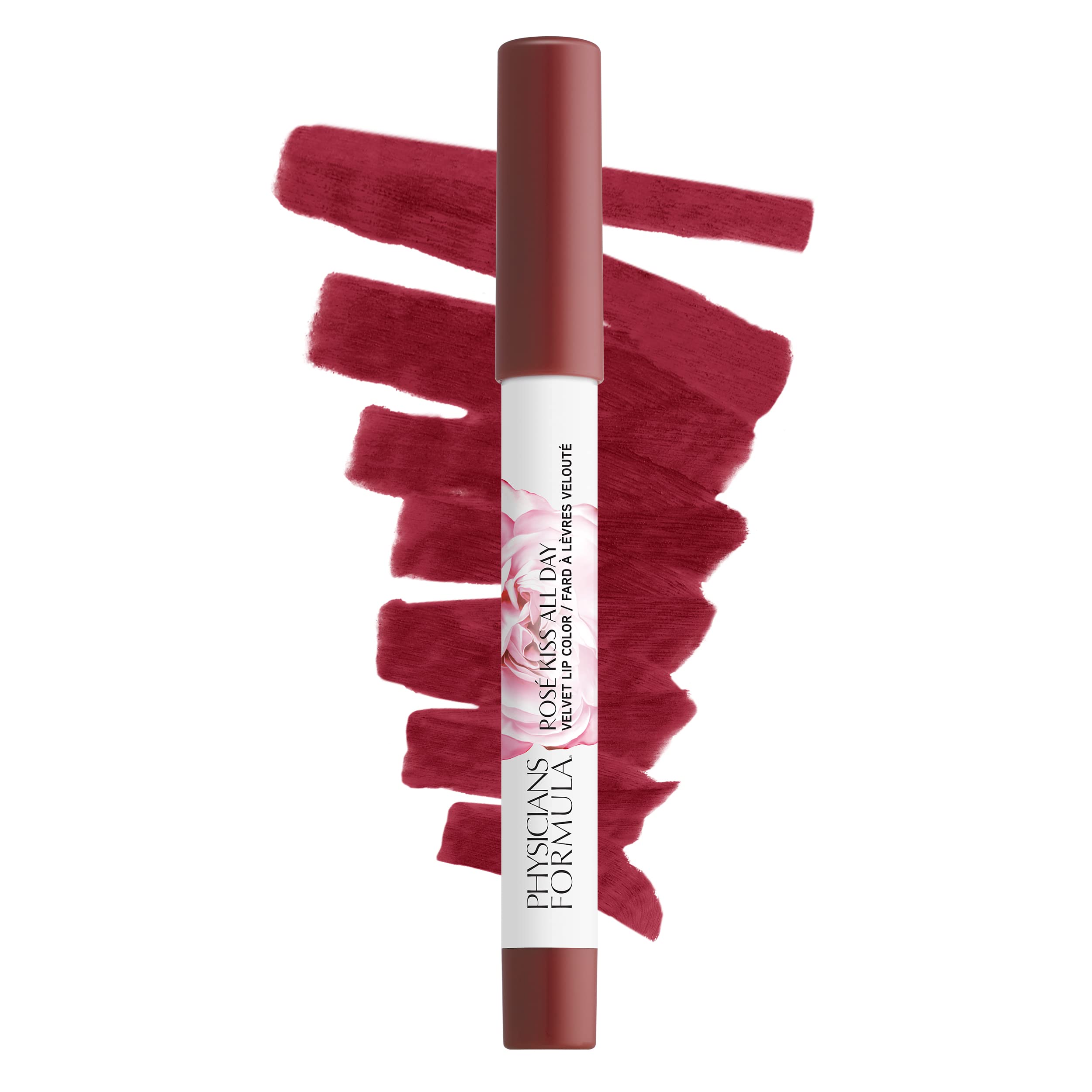 Physicians Formula Rosé Kiss All Day Velvet Lipstick - Long Lasting Wine Red Lip Color | Dermatologist Tested, Hypoallergenic | Perfect for Date Night, Parties & Special Occasions