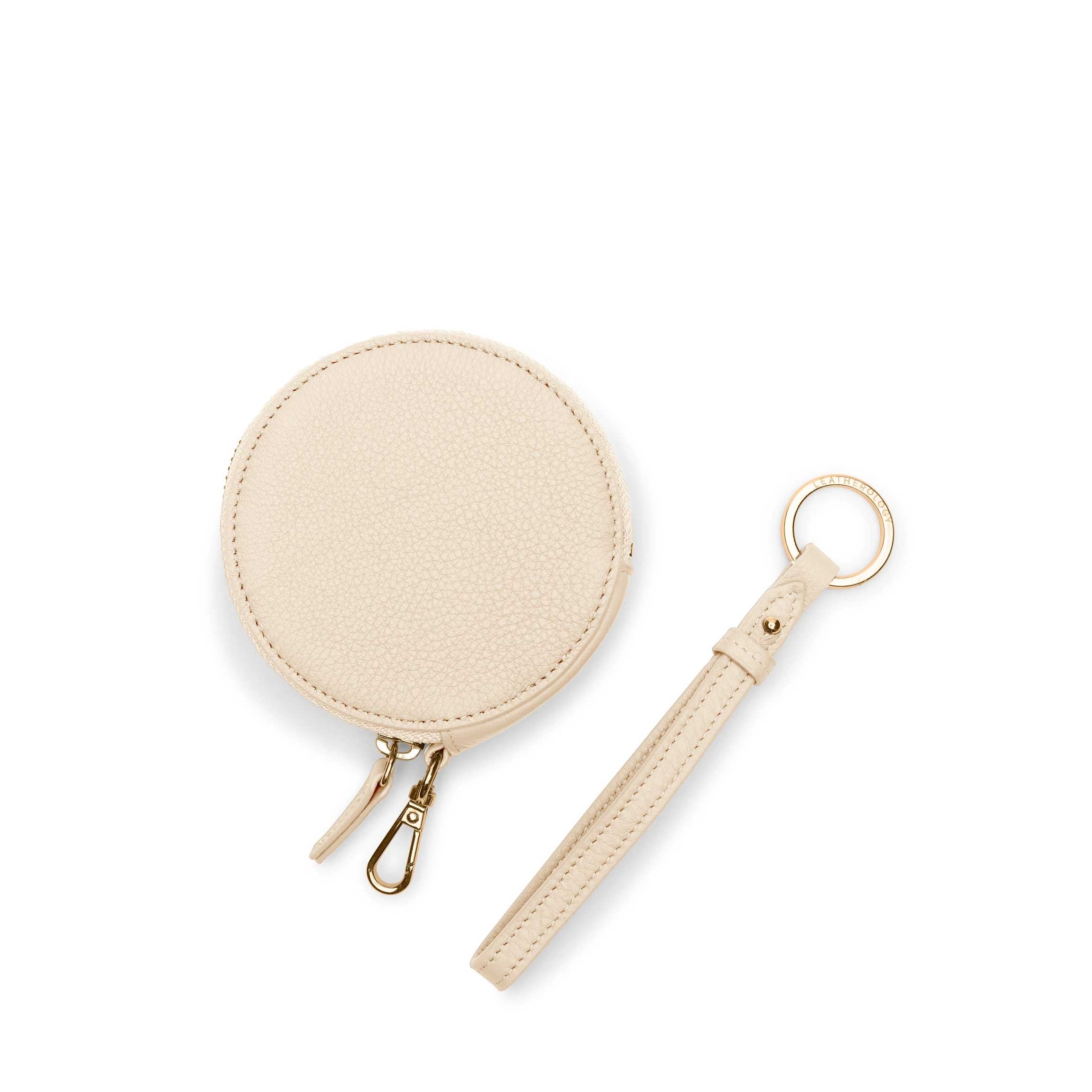 Portable Wristlet Round Pouch Sand - Stylish Small Handbag for Women, Fashionable Crossbody Clutch Purse - Perfect for Parties, Travel, and Everyday Use
