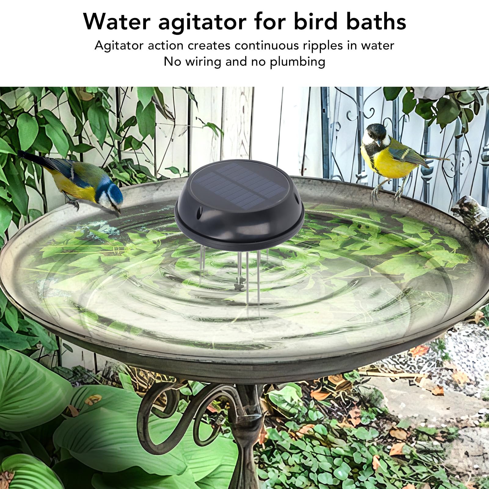 Solar Powered Bird Bath Water Agitator - Solar Panel Water Circulator & Wiggler for Garden Ponds, Birth Baths & Outdoor Decor - Attracts Birds & Prevents Mosquitoes