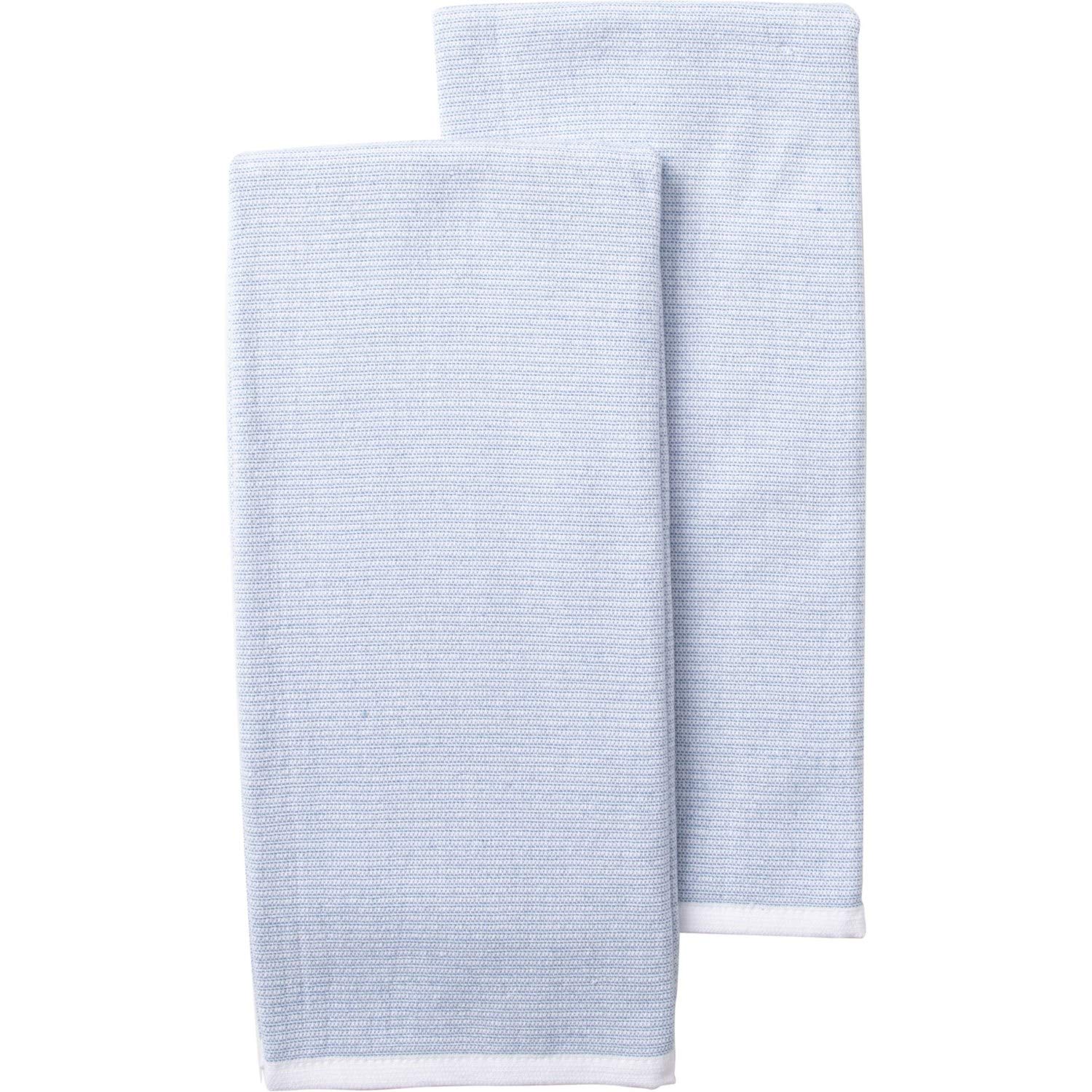 Premium Terry Kitchen Towels Set of 2 - Super Absorbent & Quick Drying - Simple Stitch Denim Design - Perfect for Cooking, Cleaning & Dish Drying - Ideal Home & Restaurant Use